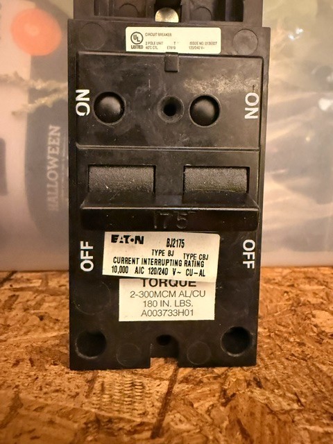 Eaton BJ2175 175A Main Breaker – Black