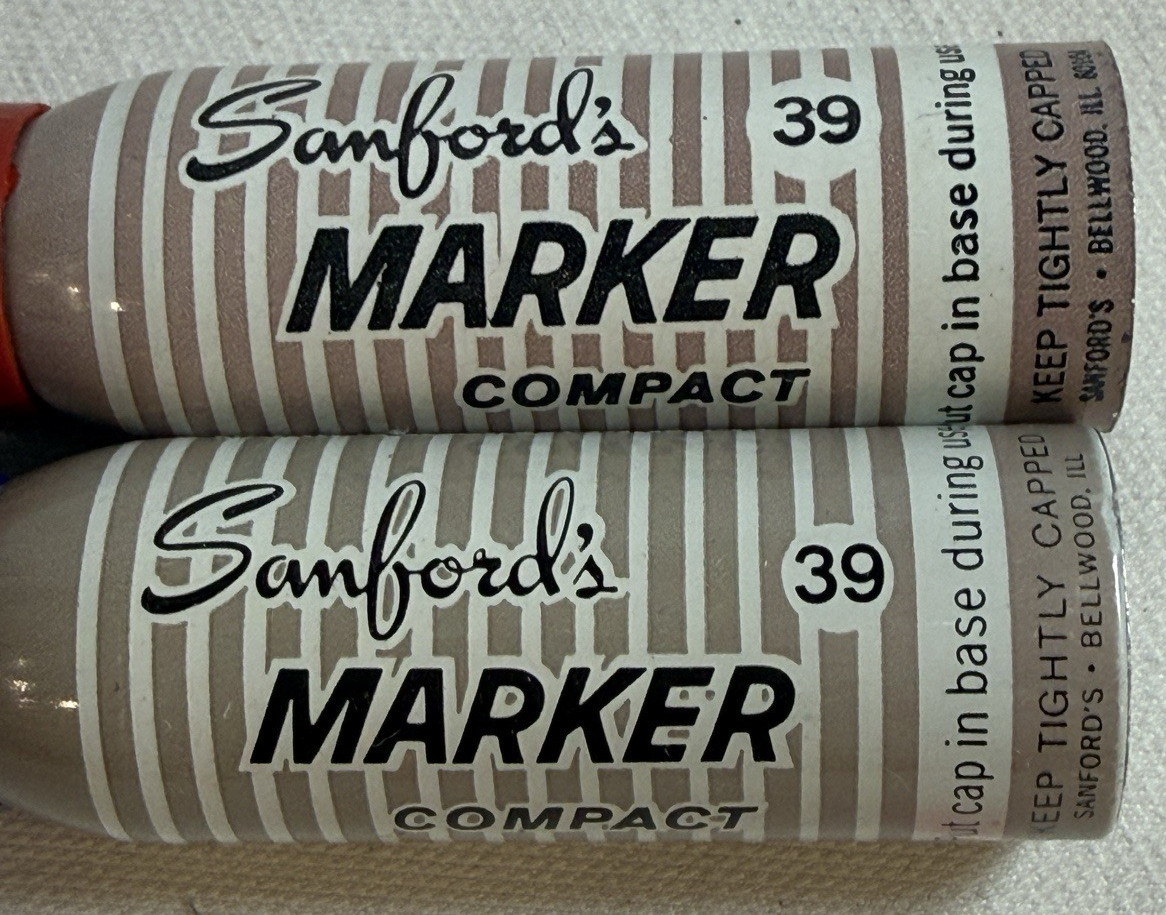 PAIR of Vintage Sanford’s Compact Permanent Marker Red and Blue, Made In USA