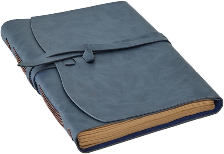 Vintage Leather Journal Notebook, 8×10 Inches, Navy Blue