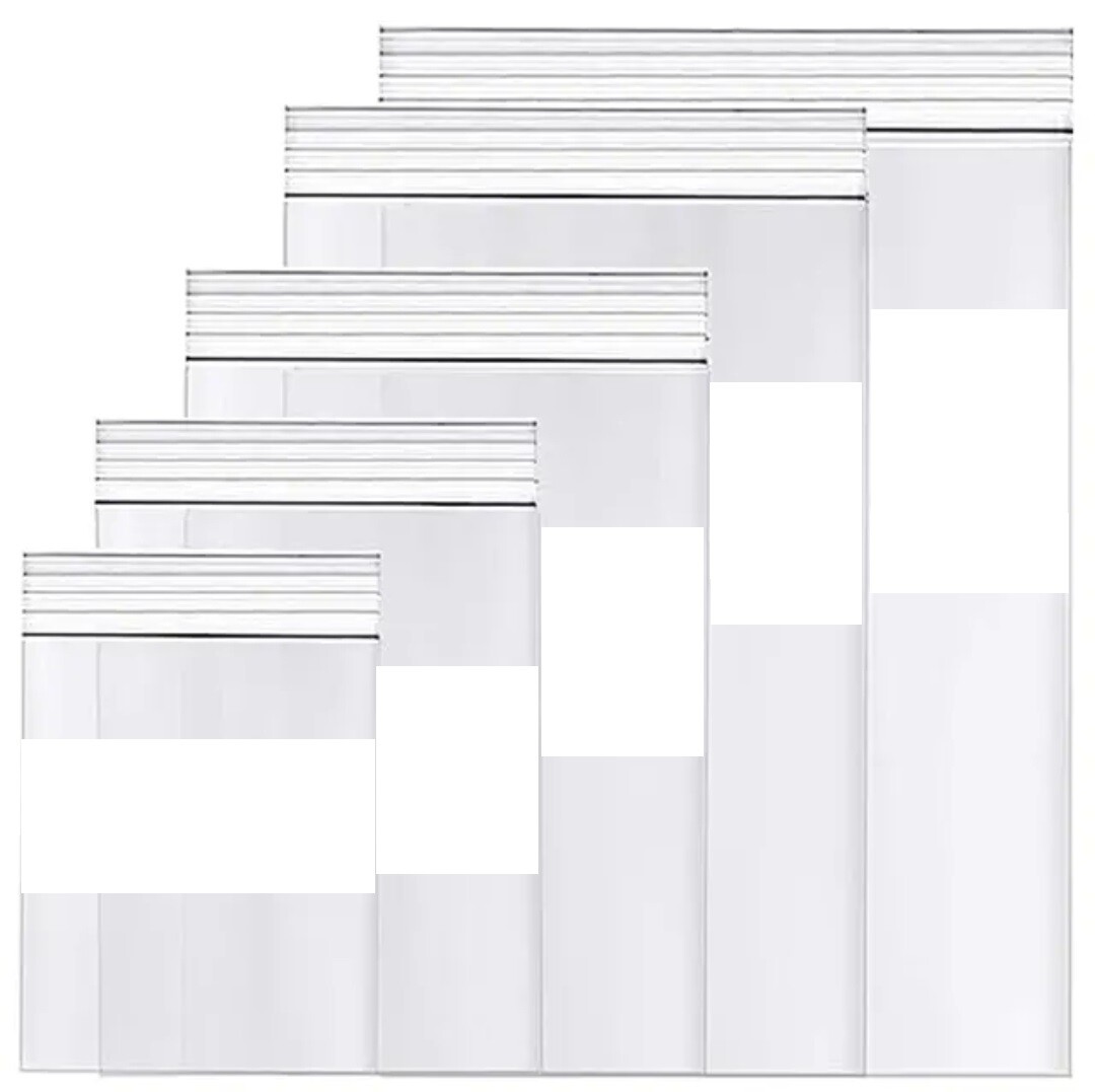 WHITE BLOCK HEAVY DUTY 2 Mil Clear Zip Seal Bags Reclosable Top Lock Plastic