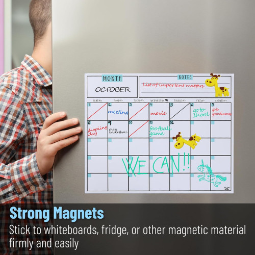 Dry Erase Calendar for Fridge, Magnetic, 14.7 x 11.8, Magnetic Calendar with 4 D