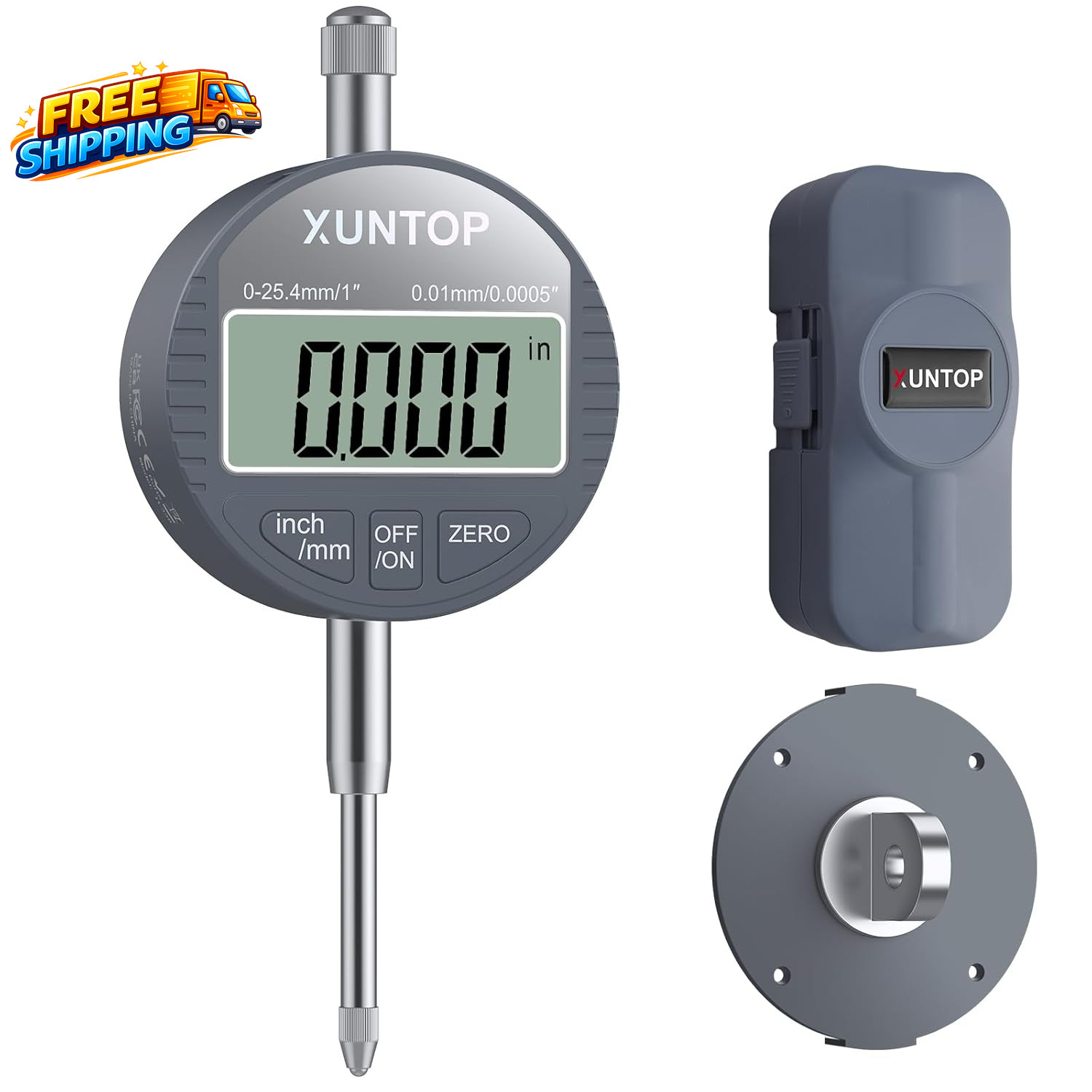 Digital Dial Indicator 1Inch/0.0005Inch LCD Display Electronic Dial Test