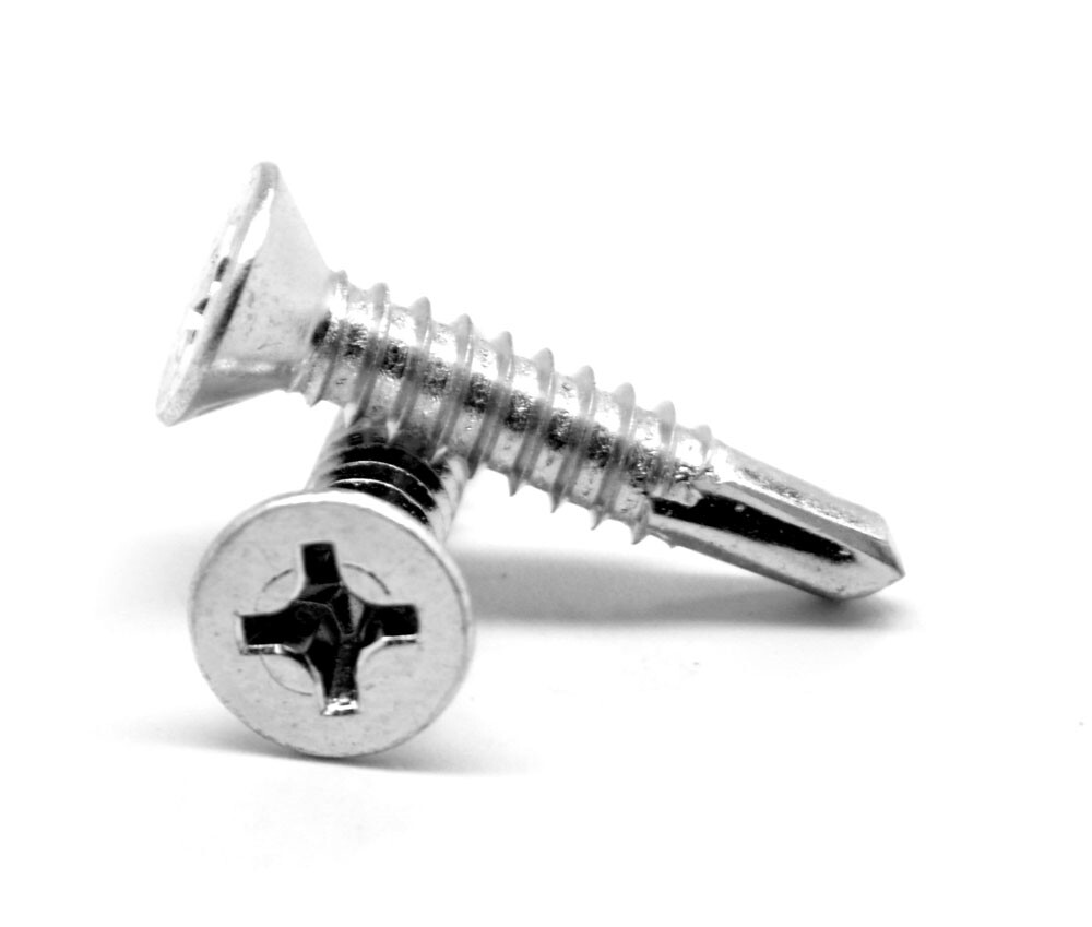 #12-24 x 1 1/4″ Self Drill Screw Phil Flat Hd #4 Pt Zinc Plated