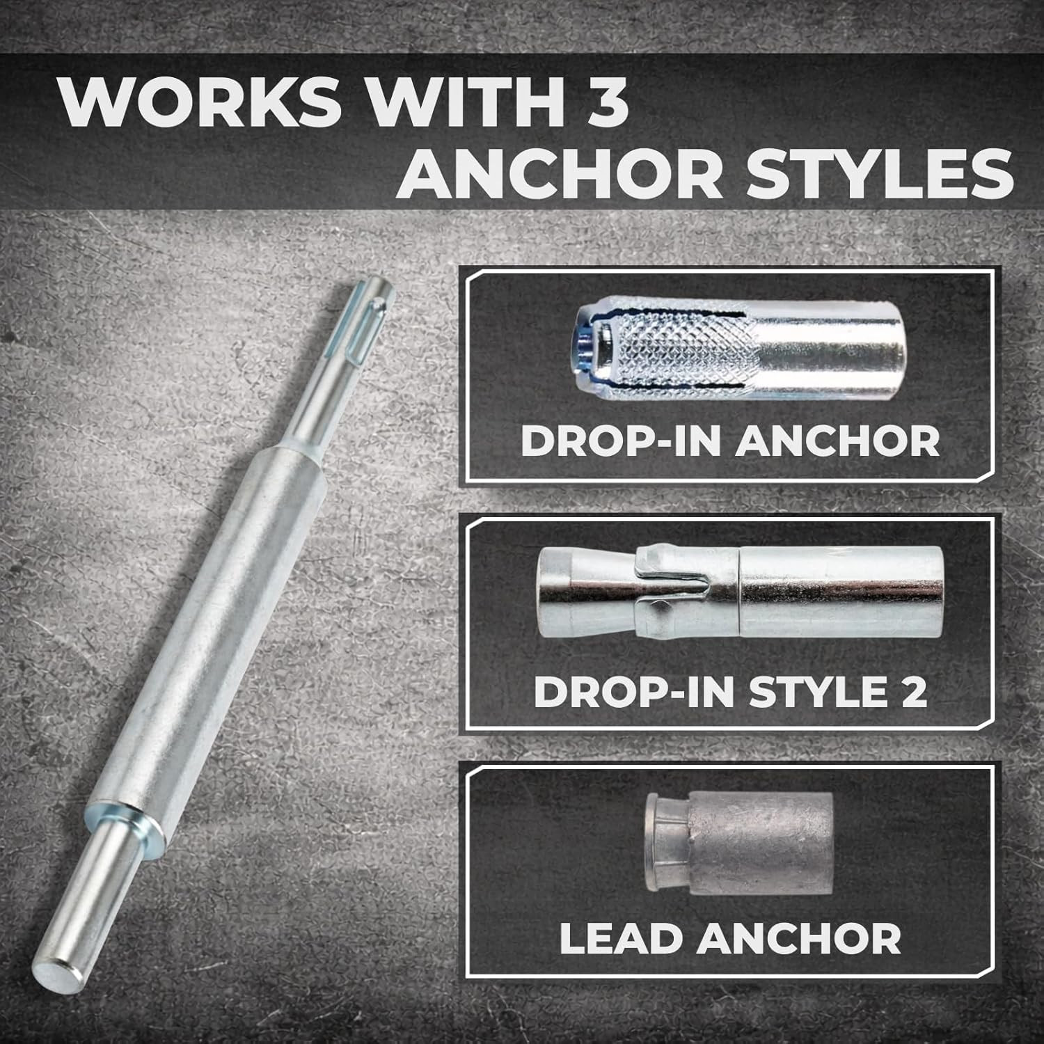 SDS Plus Drop-in Anchor Setting Tool, 1/4 Internal Threaded Anchor Driver, Zi…