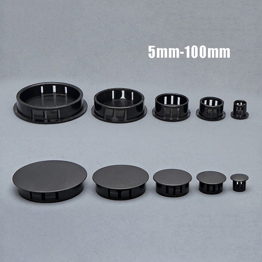 Round Plastic Black Blanking End Cap Caps Tube Pipe Inserts Plug Bung 5mm-100mm
