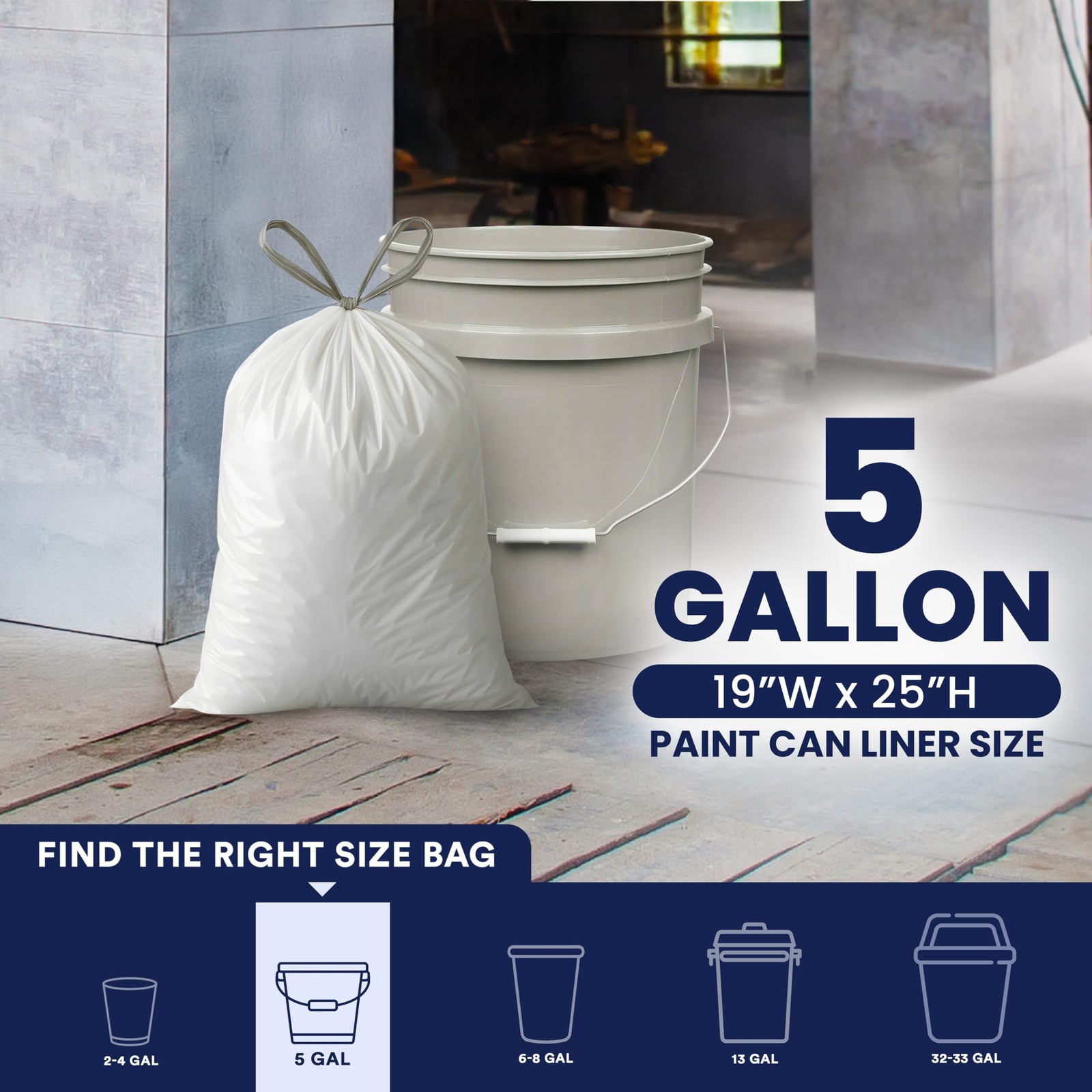 Plasticplace 5 Gallon Trash Bags – White 1 Count (Pack of 100),