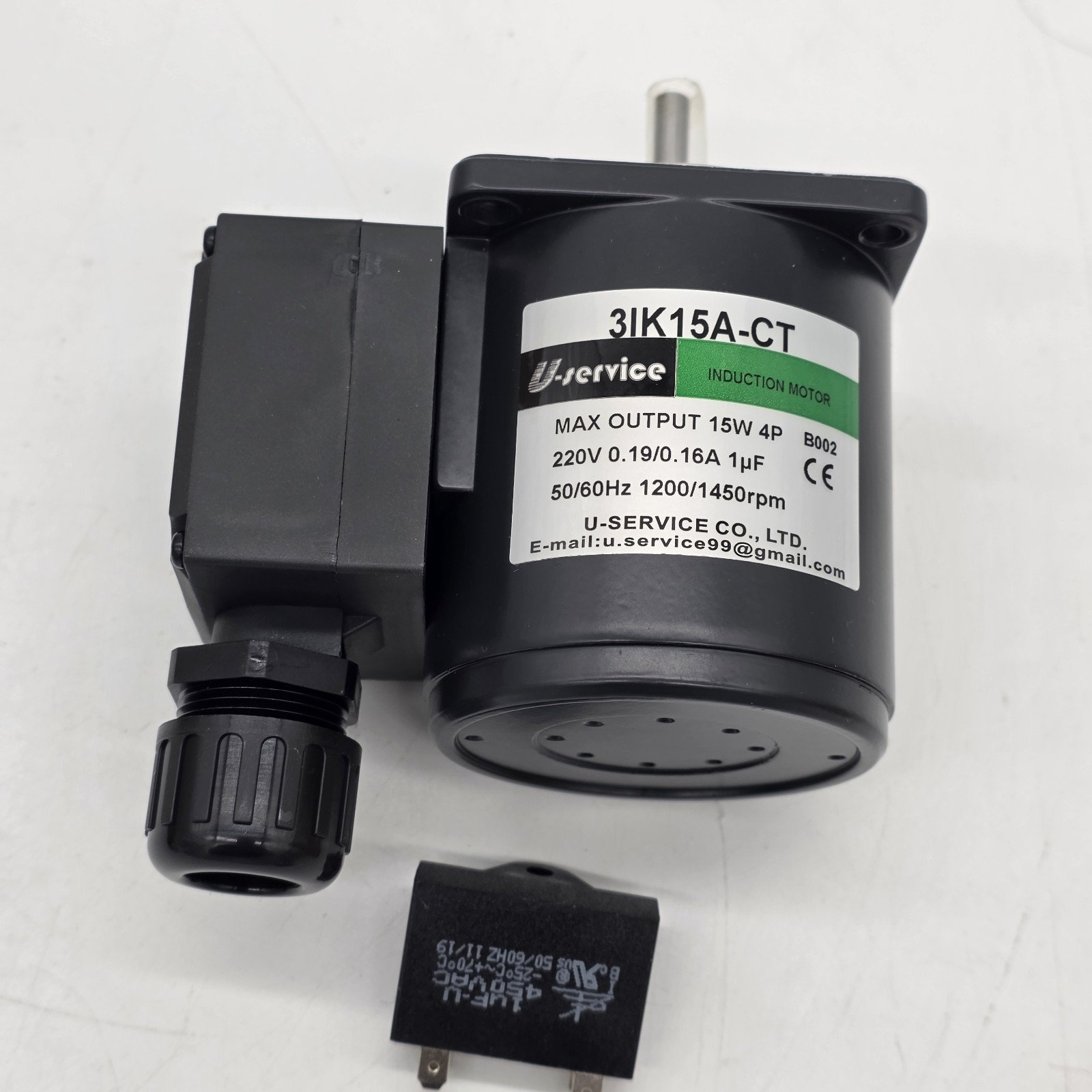 U-Service 3IK15A-CT 15W Induction Gear Motor 220V AC 1200/1450 RPM New