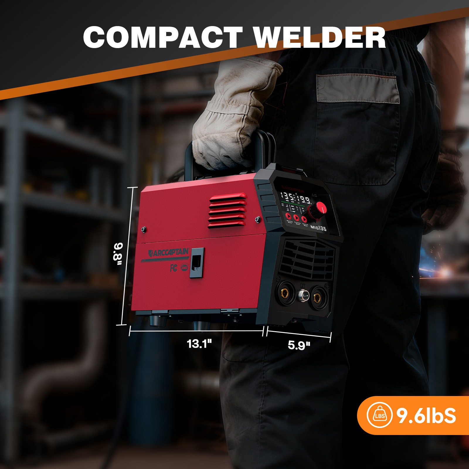 ARCCAPTAIN 135A MIG Welder Flux Core MIG Lift TIG Stick Large LED Display Welder