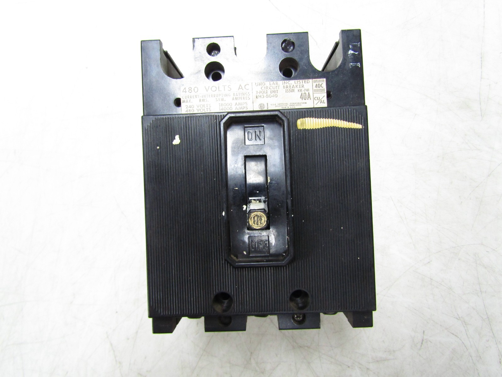 👀 ITE 40 AMP CIRCUIT BREAKER 480 VAC 3 POLE EH3-B040