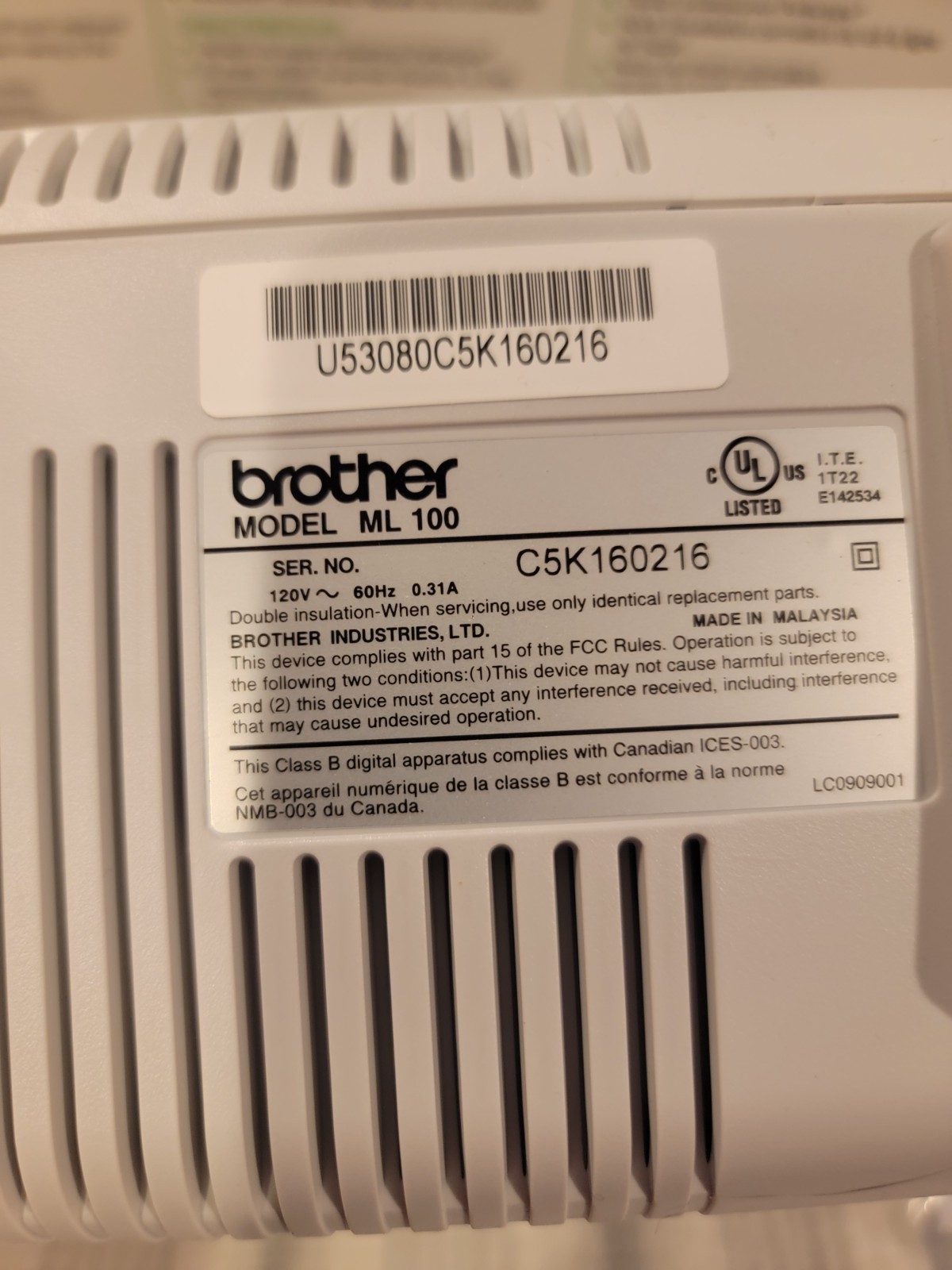 Brother ML100 Daisy Wheel Electronic Typewriter Discontinued New In Box