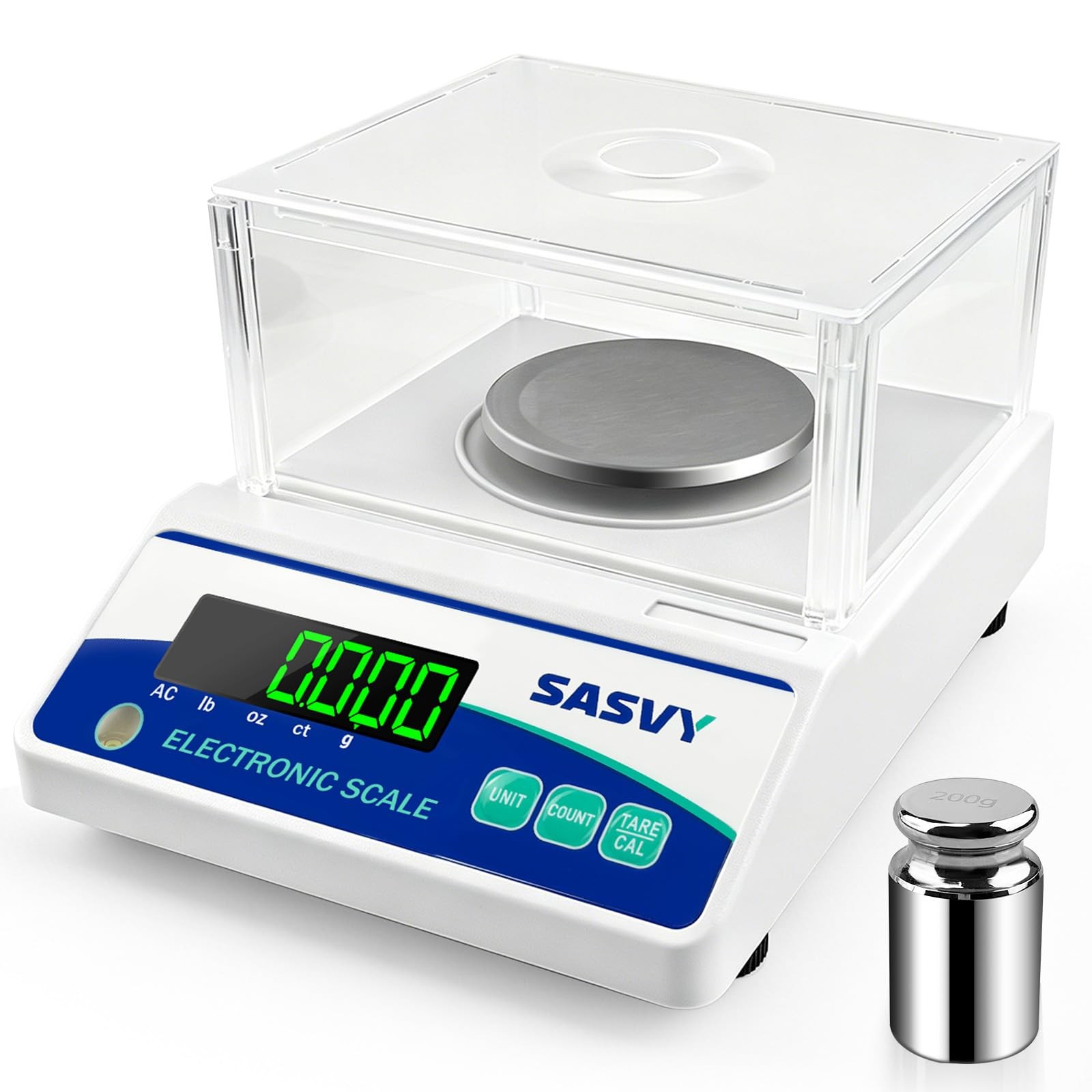 SASVY Lab Scale 500g x 0.001g Scientific g/oz/ct/lb 0.001g, blue