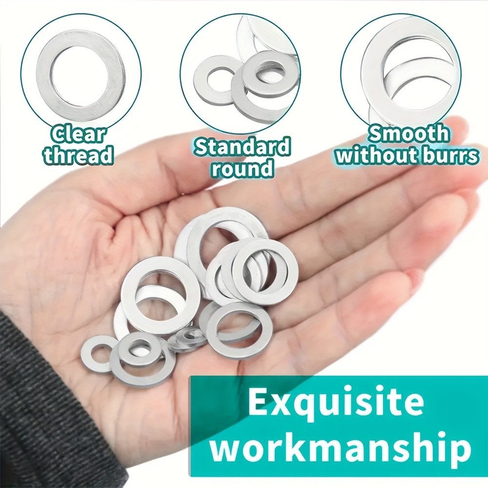280Pcs Aluminum Flat Washer Kit – Multiple Sizes for Mechanical & DIY Repairs