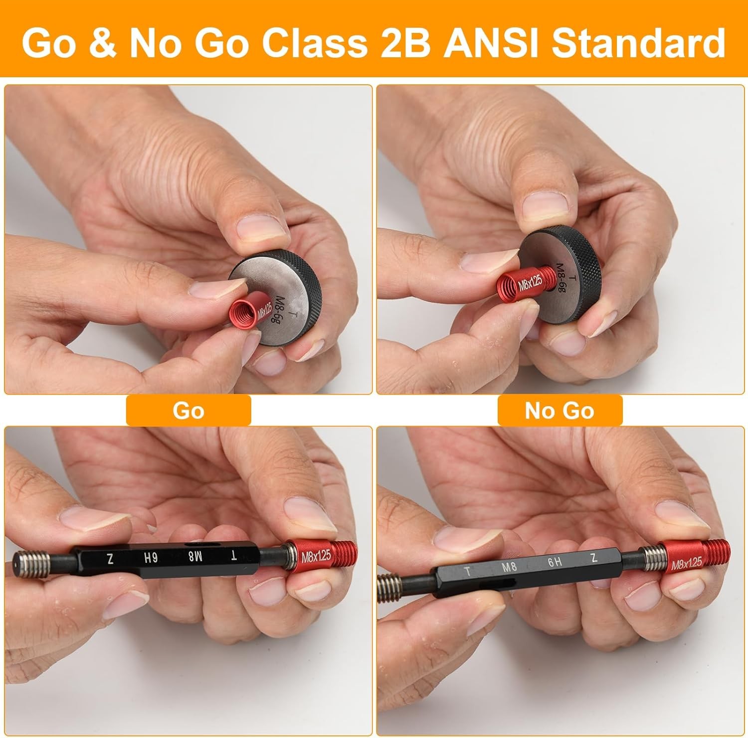 50Pcs Nut & Bolt Thread Checker Gauge 27 Standard 23 Metric Size Finder Tool Set