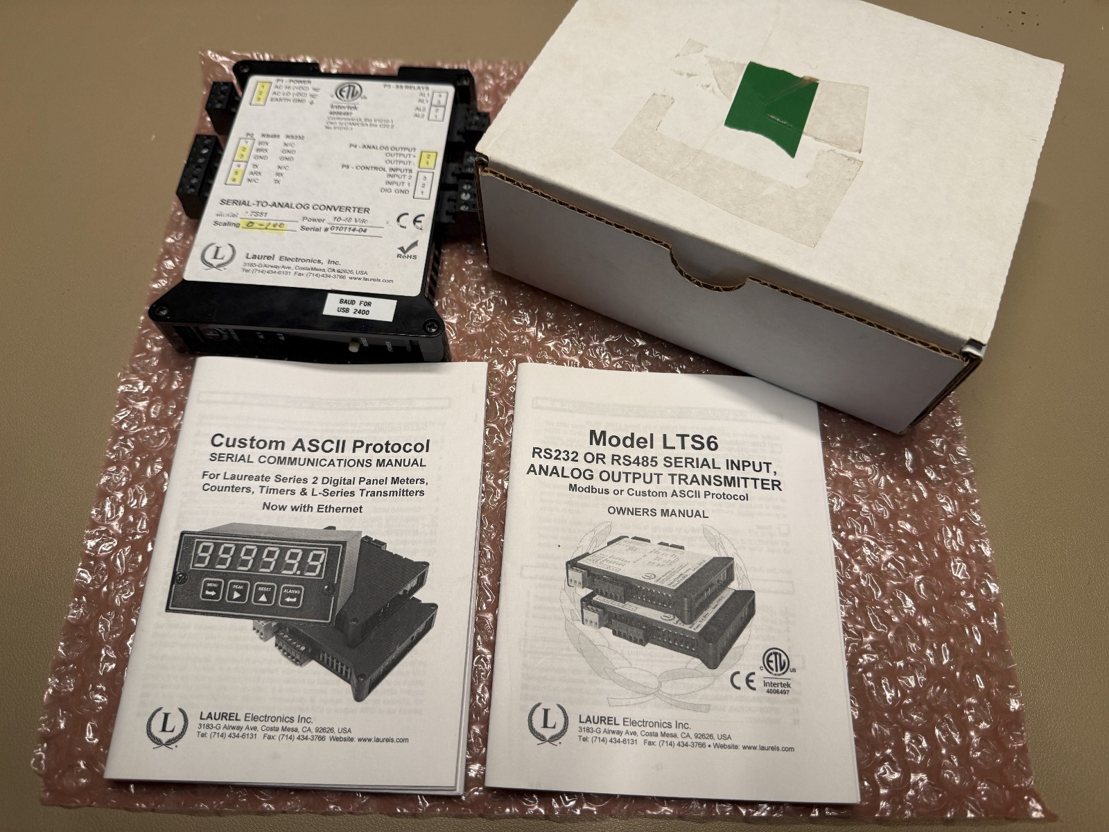 Laurel Electronics LTS6 RS232/RS485 Serial to Analog Output Transmitter DIN Rail