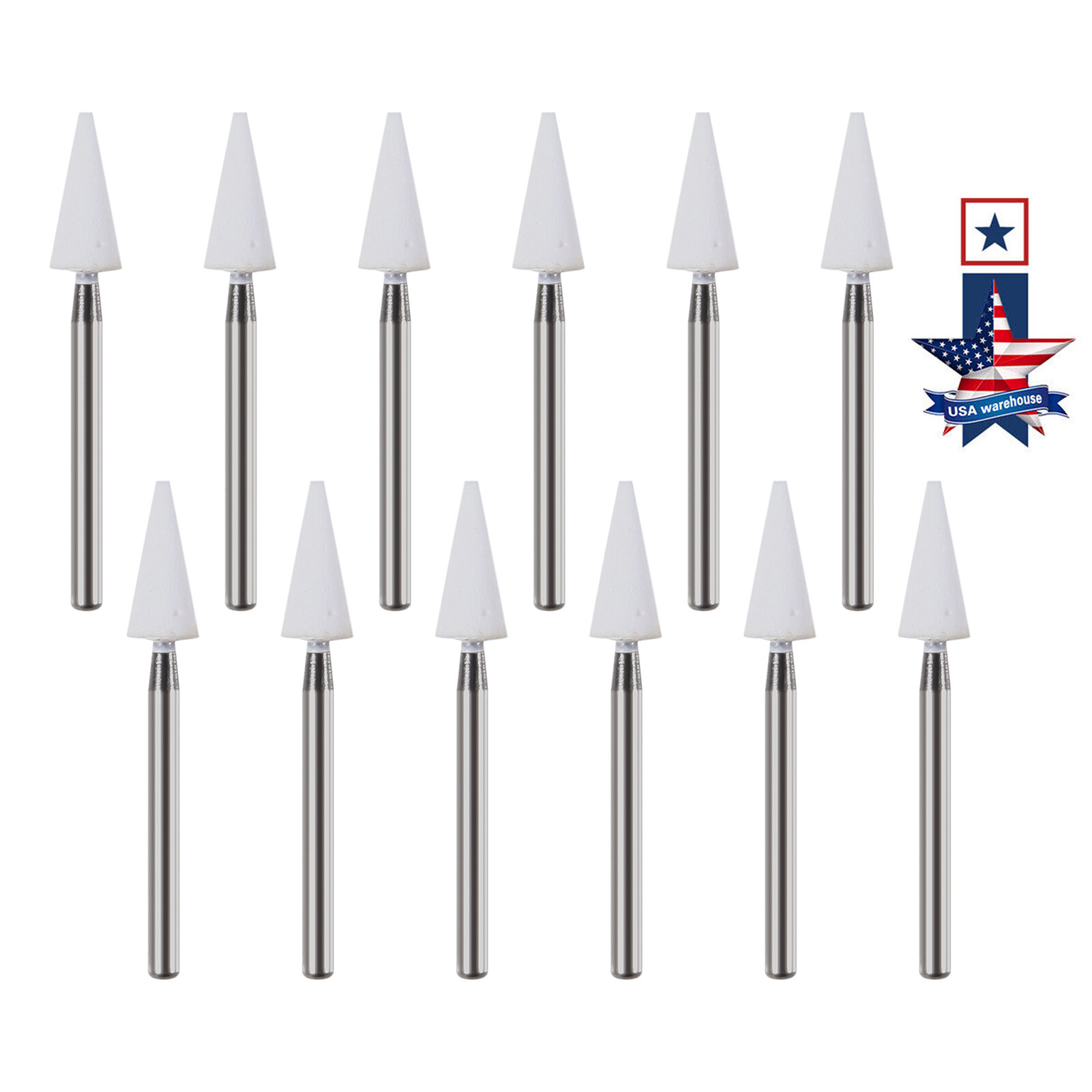 12Pcs/Box Dental White Polishing Stones Cone Shape FG Burs Arkansas Stone CN1
