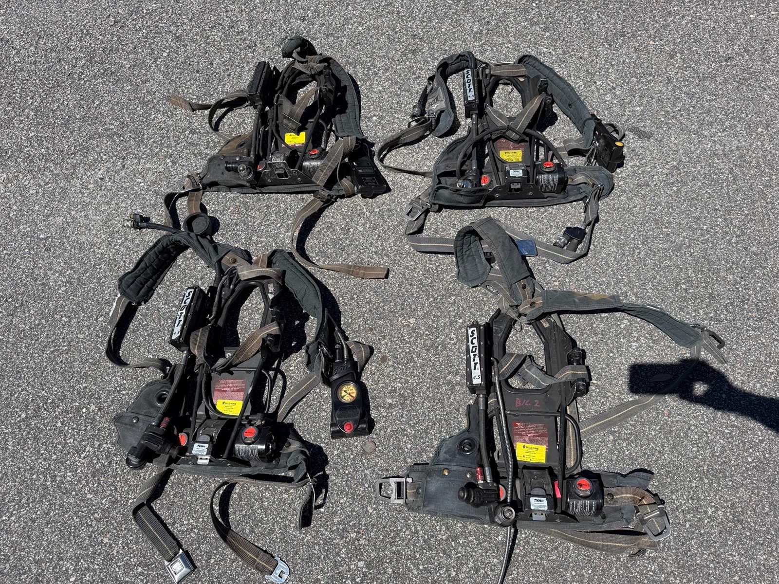 Lot of 4 Scott 4.5 AP75 SCBA Air Pak PACKs For Parts – Untested