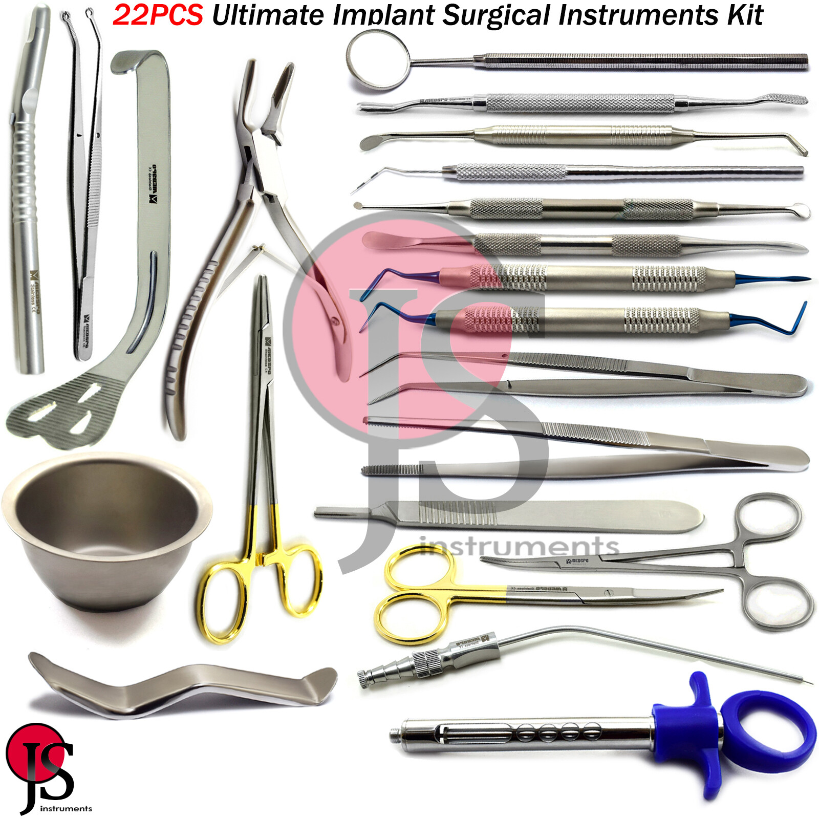Implant Surgical Instruments Cheek Retractor Aspirating Syringe Periotome Dental