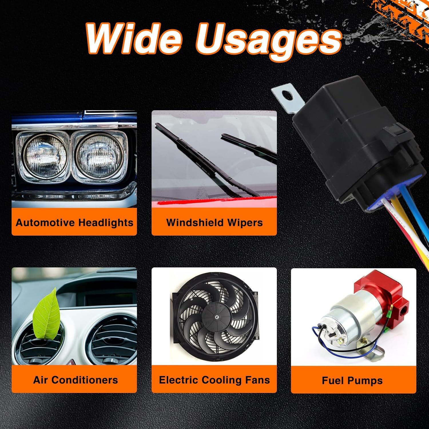 5Pin 12V 40/30 AMP 12V DC Waterproof Automotive Relay & Heavy Duty 12AWG Harness