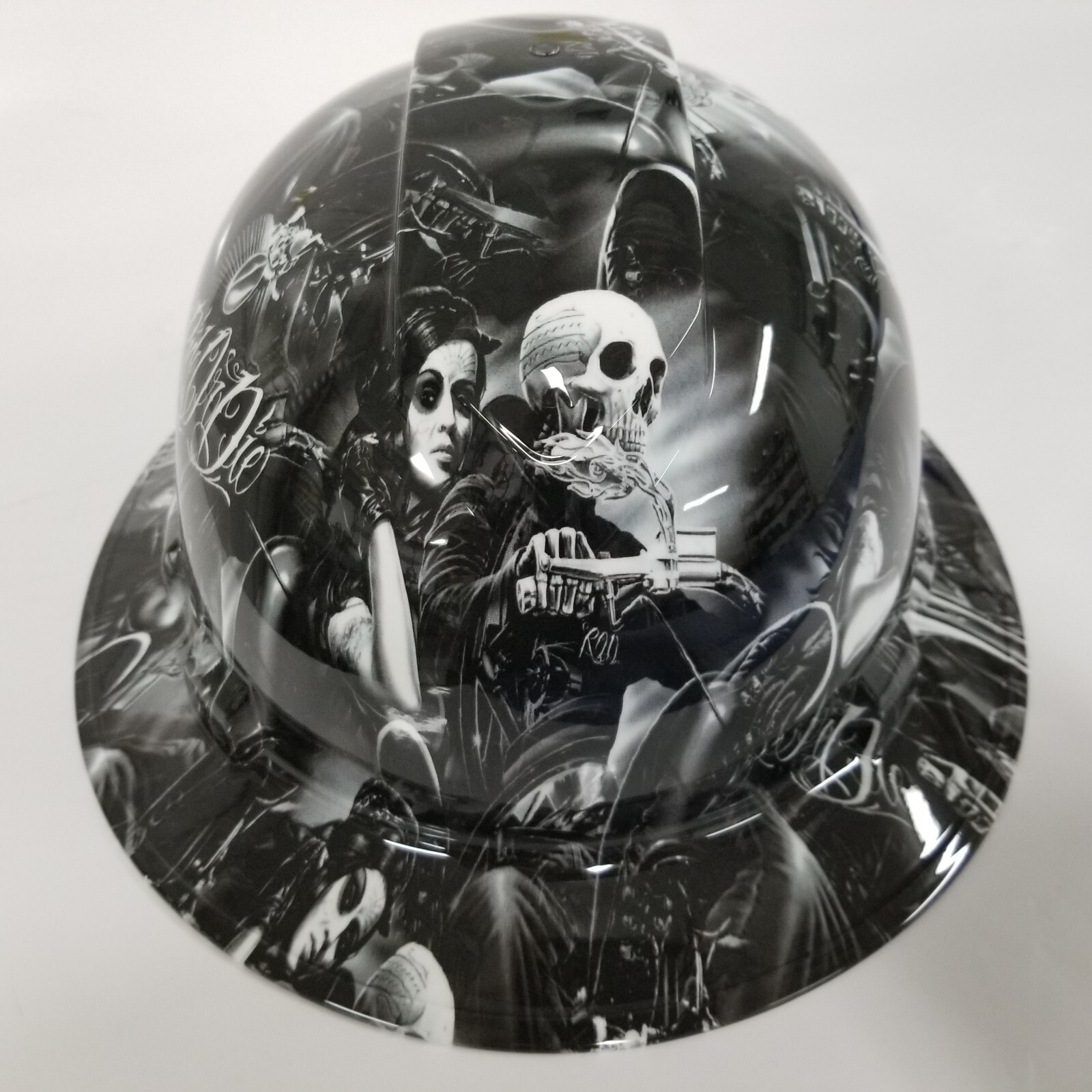 full brim hard hat custom hydro dipped IN RIDE OR DIE OUTLAW BIKER