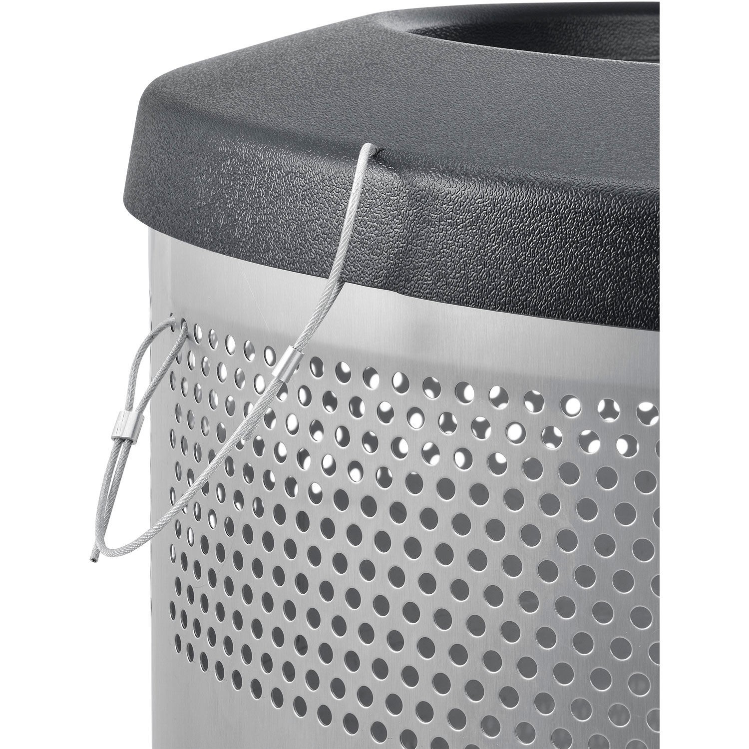 55 Gallon Perforated Steel Receptacle with Flat Lid Stainless