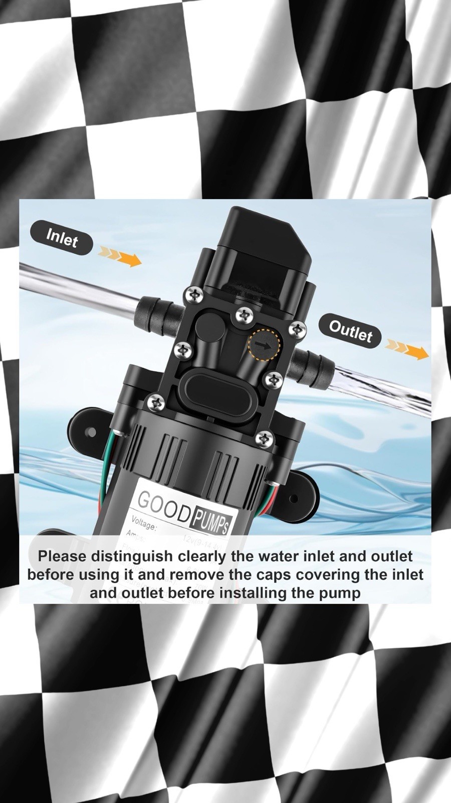 12V DC Water Pressure Diaphragm Pump, 5 A Self Priming Sprayer Pump with 5L Min