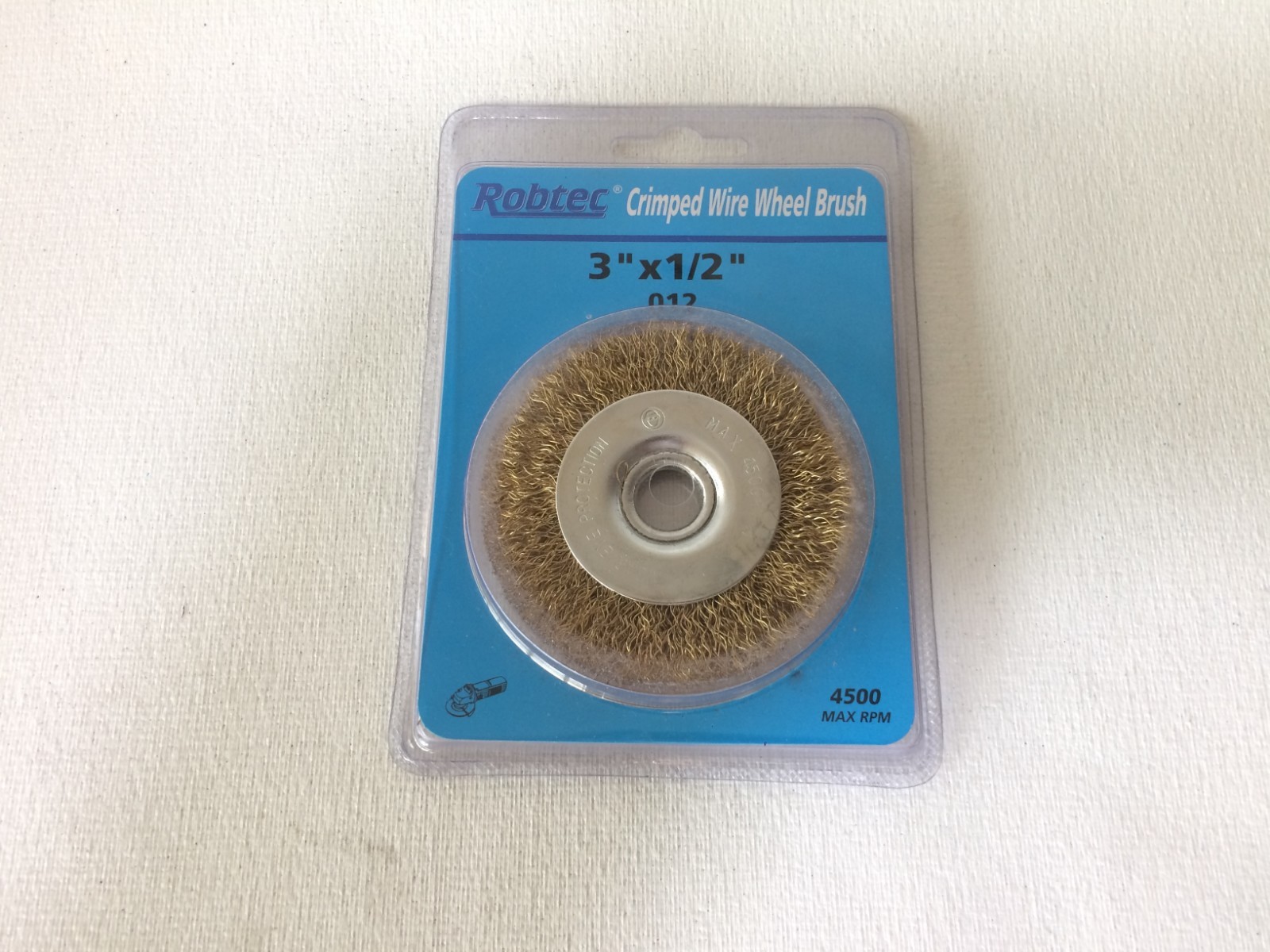 Robtec 3 in. x 1/2 in. Arbor Crimped Brass Coated Steel Wire Wheel Brush