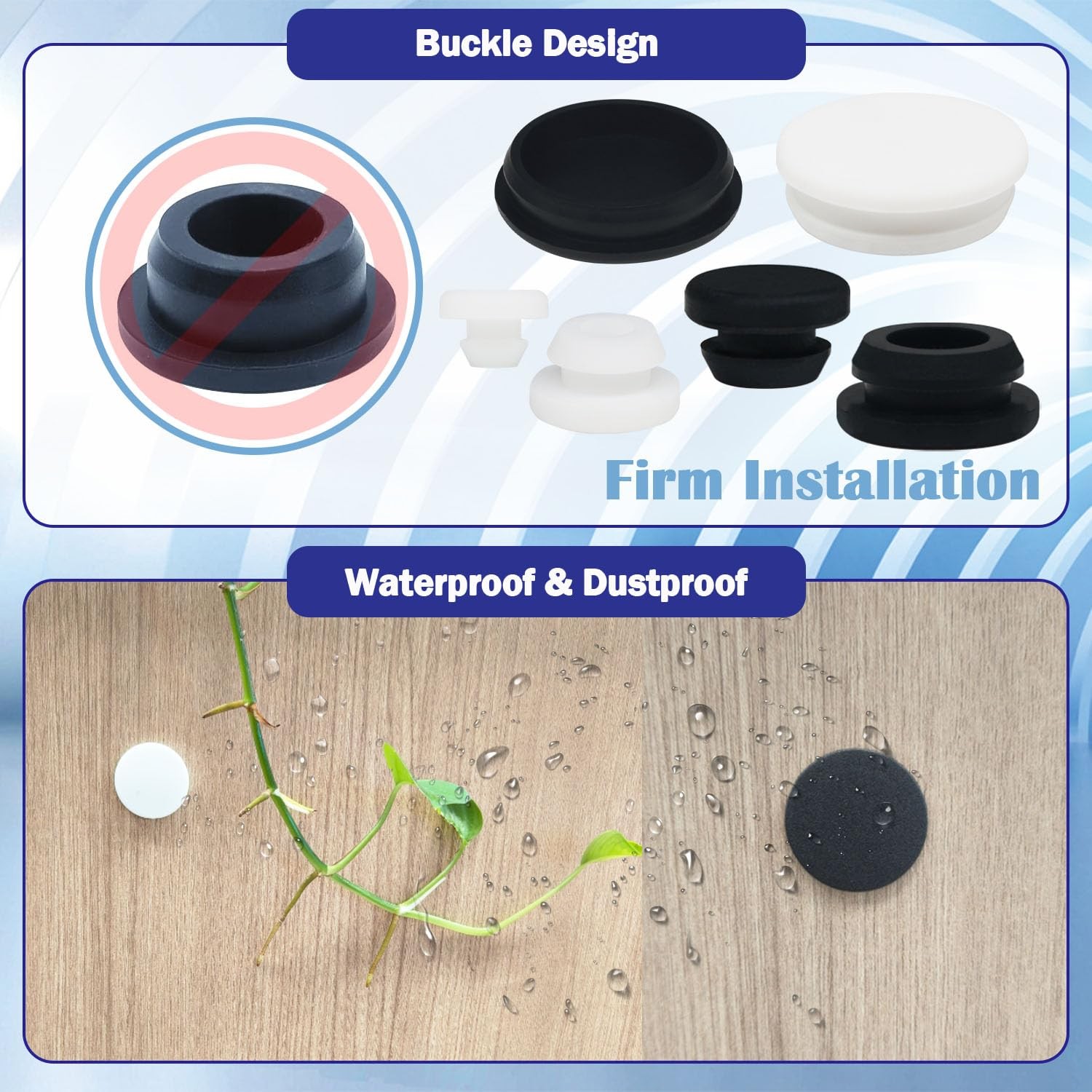 Tugermoola 100PCS 7 Sizes Small Rubber Hole Plugs KIT-7sizes, Black