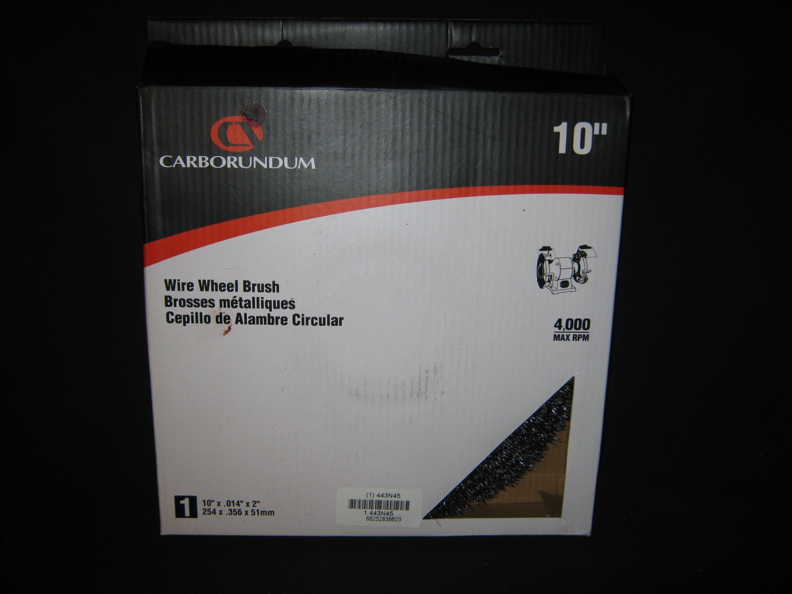 CARBORUDUM WIRE WHEEL BRUSH 10″ X 2″AH #66252838603-FREE SHIP-BIN 1