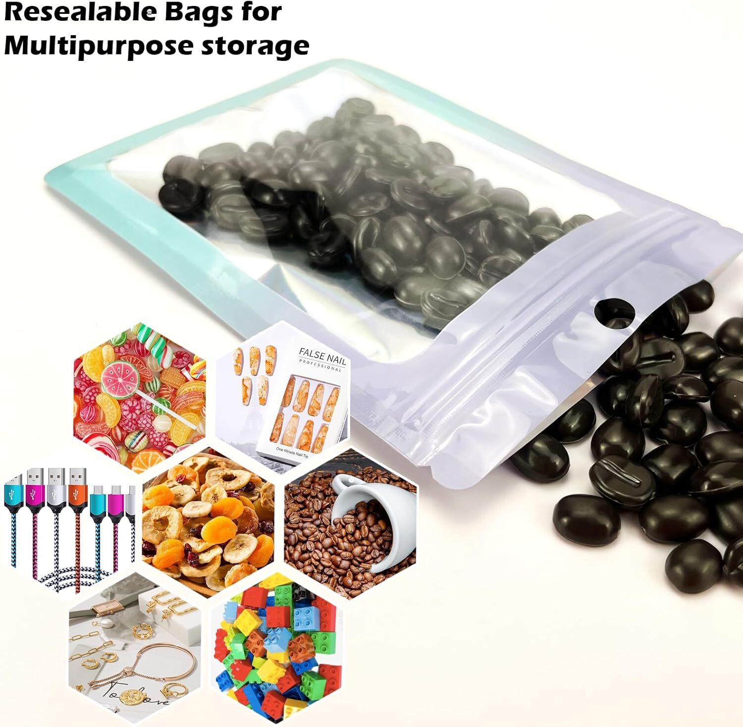 100 Holographic Mylar Foil Bags Smell Proof Resealable Zip Seal Pouches Gradient