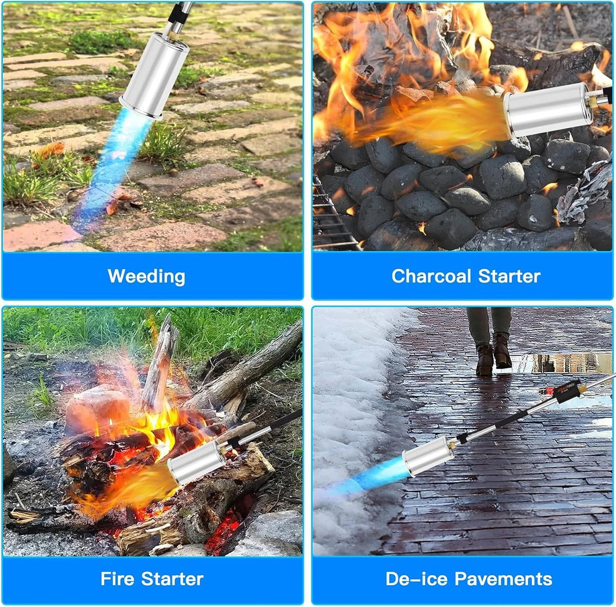 Propane Torch Weed Burner Weed Torch Flamethrower Heavy Duty Blow Torch Control