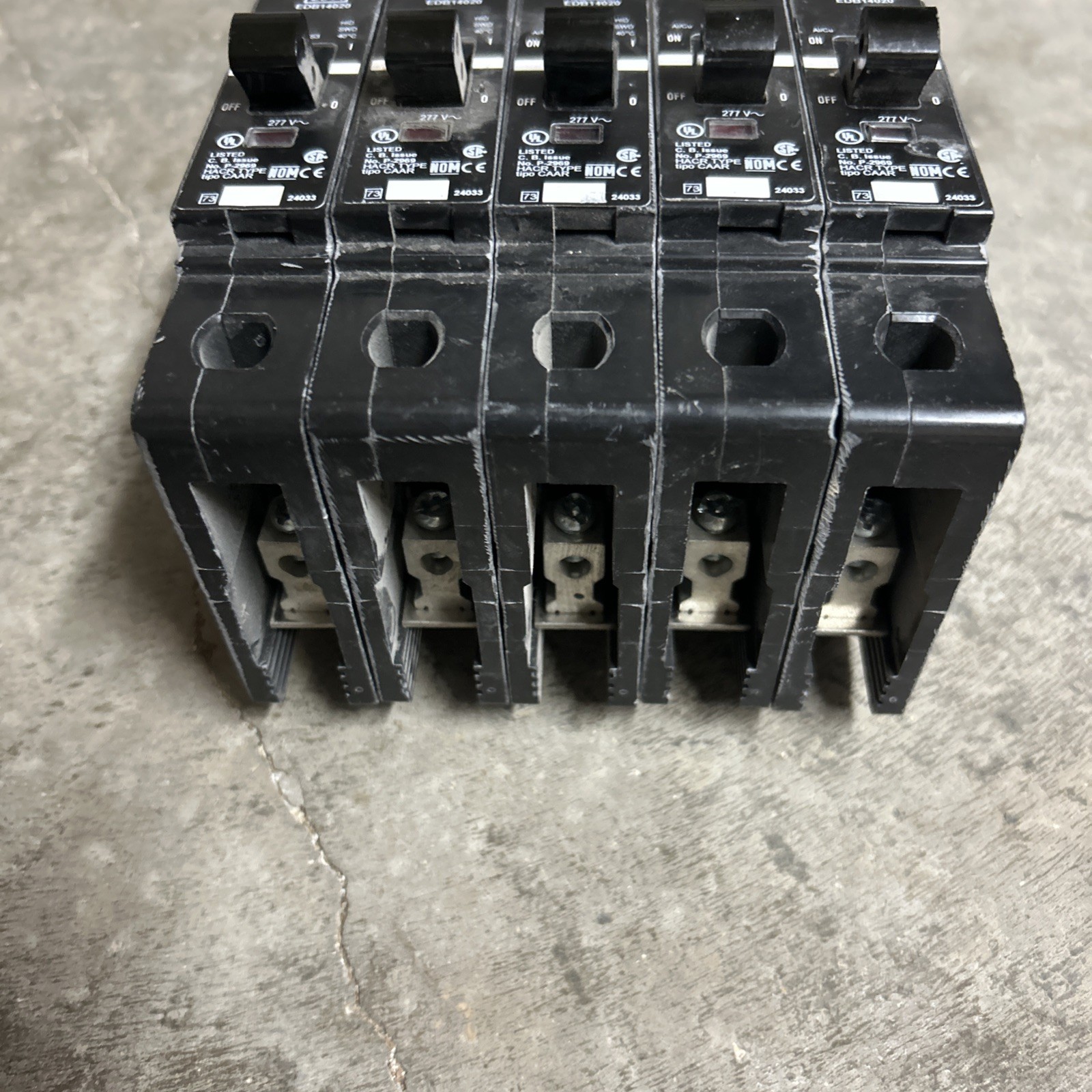 Square D EDB14020 20A 120-277V 1P Bolt On Breaker Lot