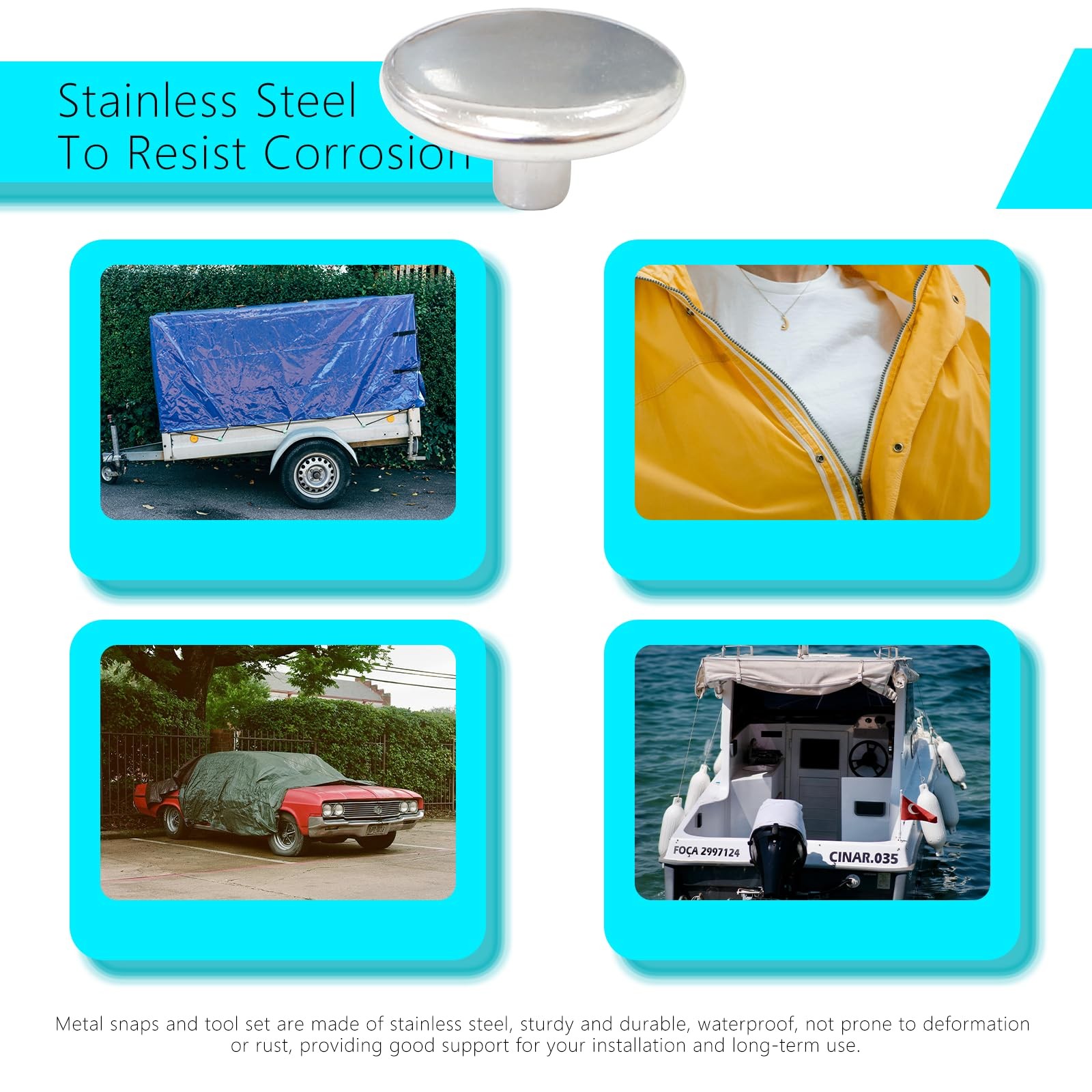 324Pcs Canvas Snap Kit Stainless Steel Screw Snaps with Setting Tool Marine Grad