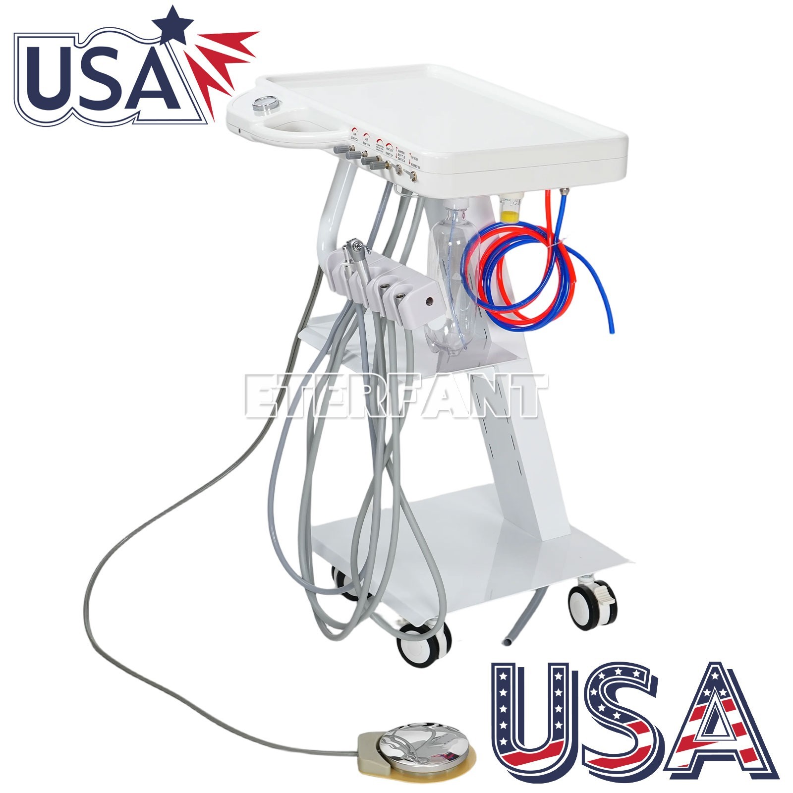 ETERFANT Dental Mobile Delivery Unit System Portable Cart 4 Holes GU-P302S/B029