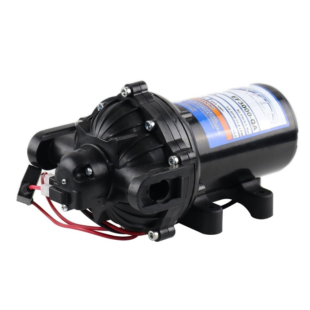 Everflo EF1000-BOX 12V Diaphragm Pump with 3/8″ Hose Barb Ports, 1.0 Gpm
