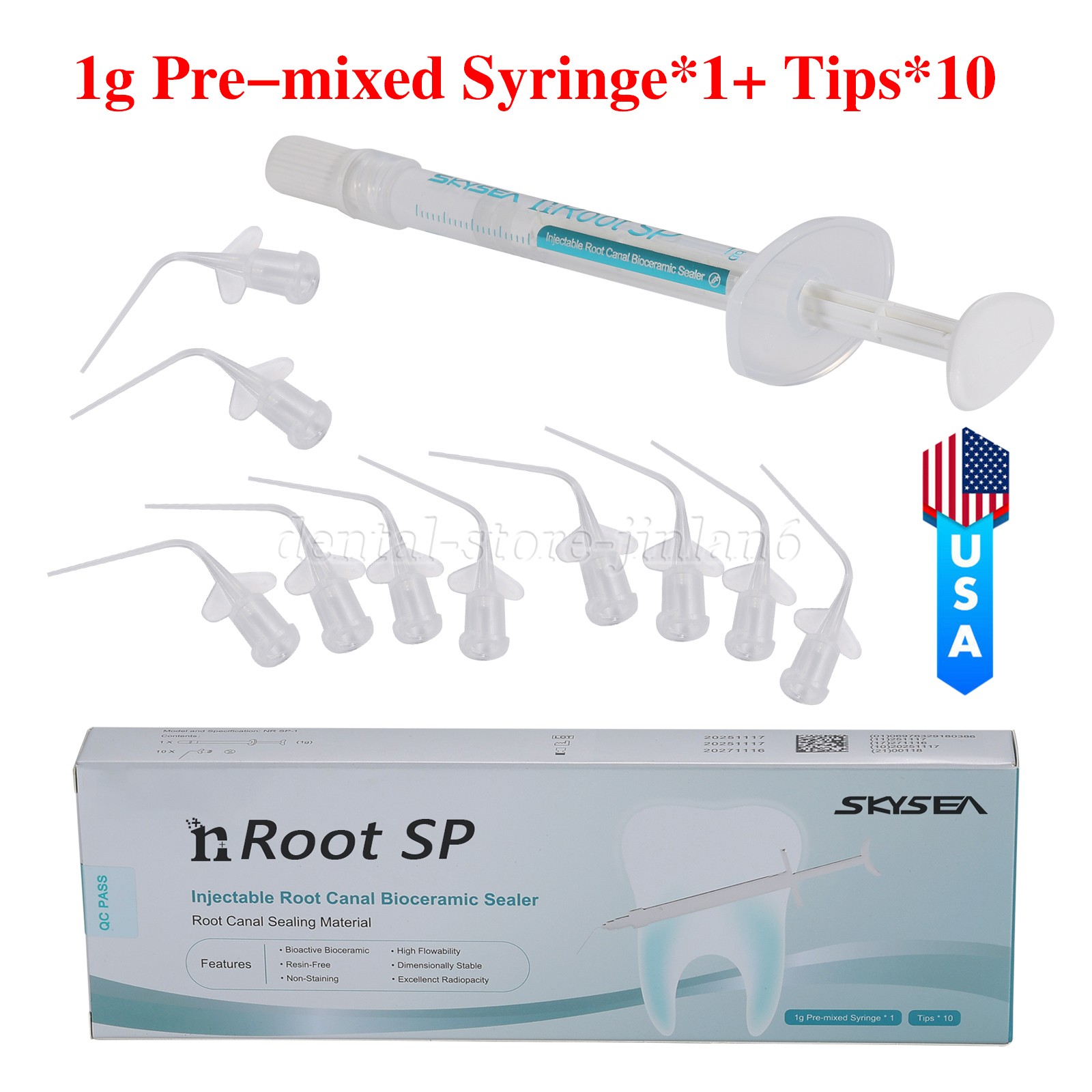 Dental Endo Materials Injectable Root Canal Bioceramic Sealer 1g Pre-mix Syringe