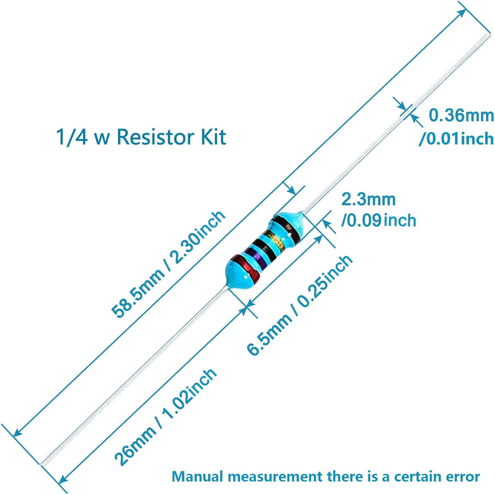 3120pcs 156 Values Metal Film Resistor Kit 1 Ohm-10M Ohm 1/4W 0.25 watt ±1% …