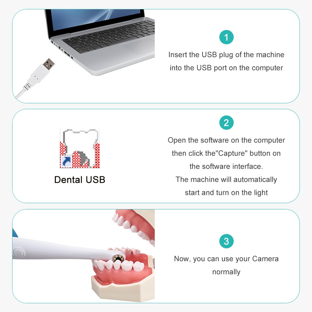 Lens 6mm Dental USB Intraoral Camera HD 8.0 Mega Pixels 6 LED Teeth Endoscope