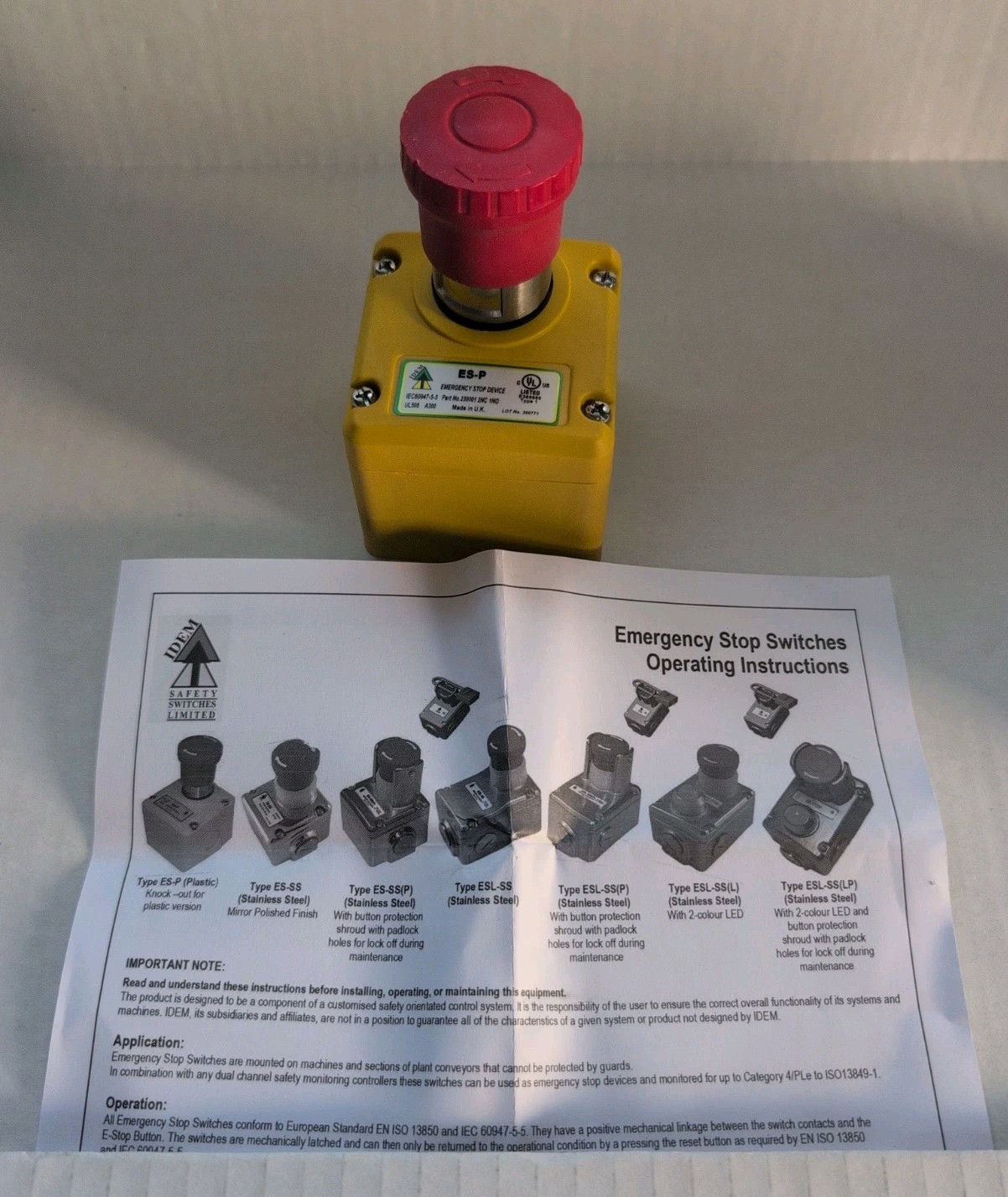 IDEM ES-P-230001 Emergency Stop Device Push Button Station