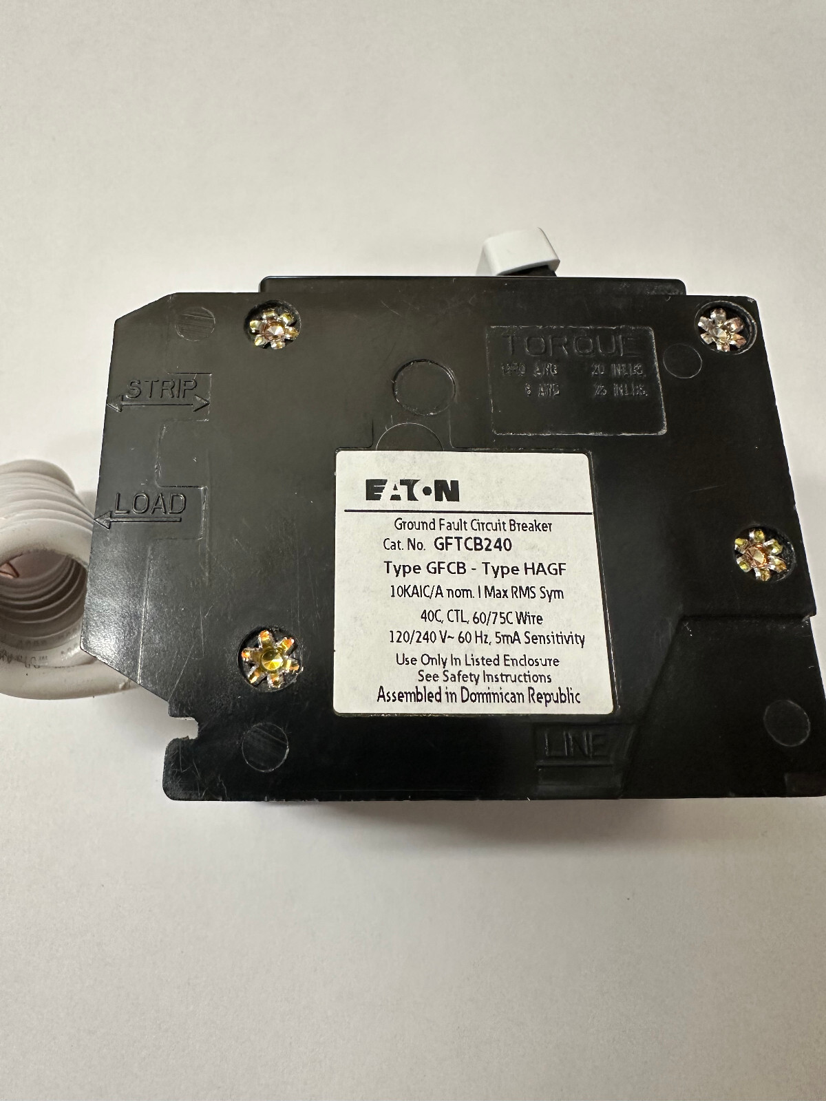 EATON 40 AMP GFCI CIRCUIT BREAKER 120/240 VAC 2 POLE GFTCB240