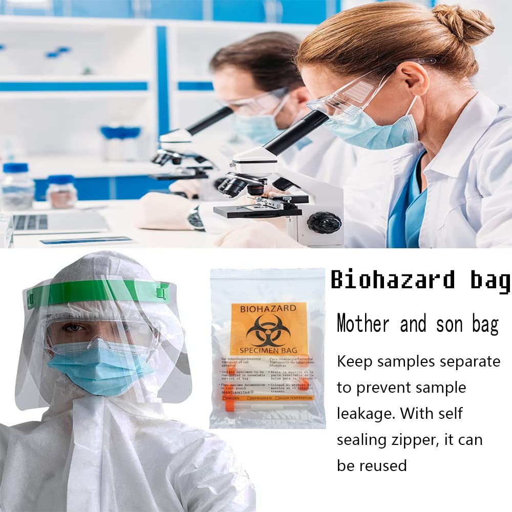 Mantianstar 50pcs Biohazard Specimen bags, 6x9in/15x25cm Printed with Biohaza…