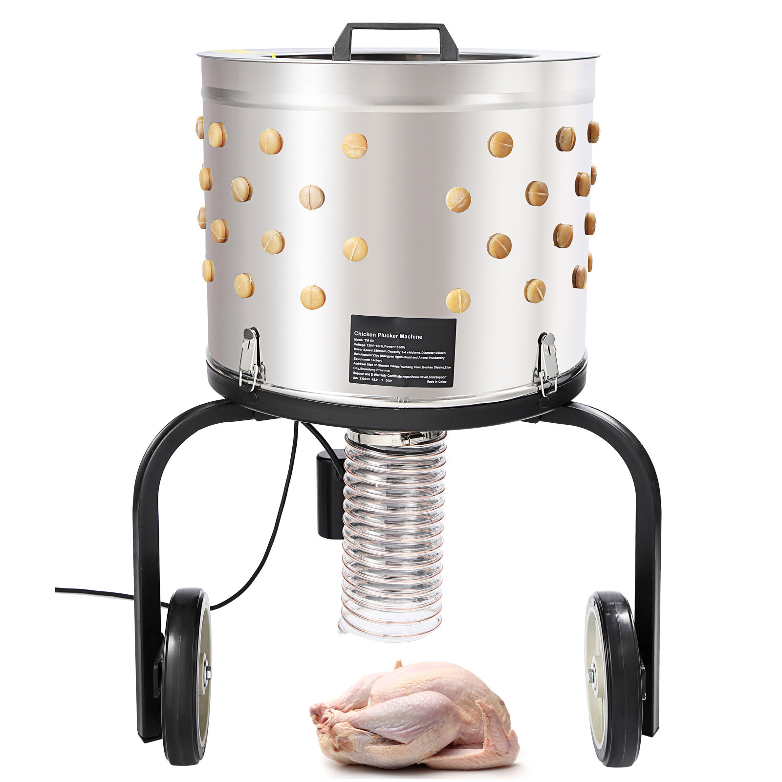 VEVOR Chicken Plucker Machine Feather Plucker Stainless Steel Drum 280RPM Motor