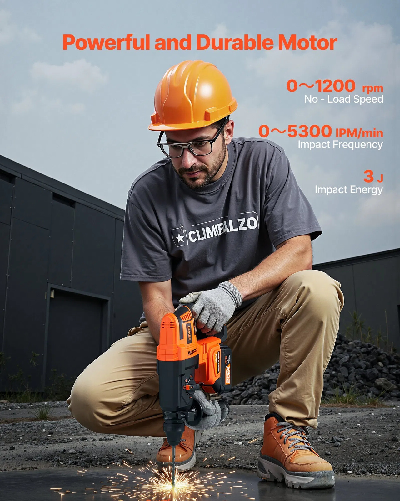 20V Brushless Cordless Hammer Drill, Lithium-Ion 1.1 Inch Rotary Hammer Driver,