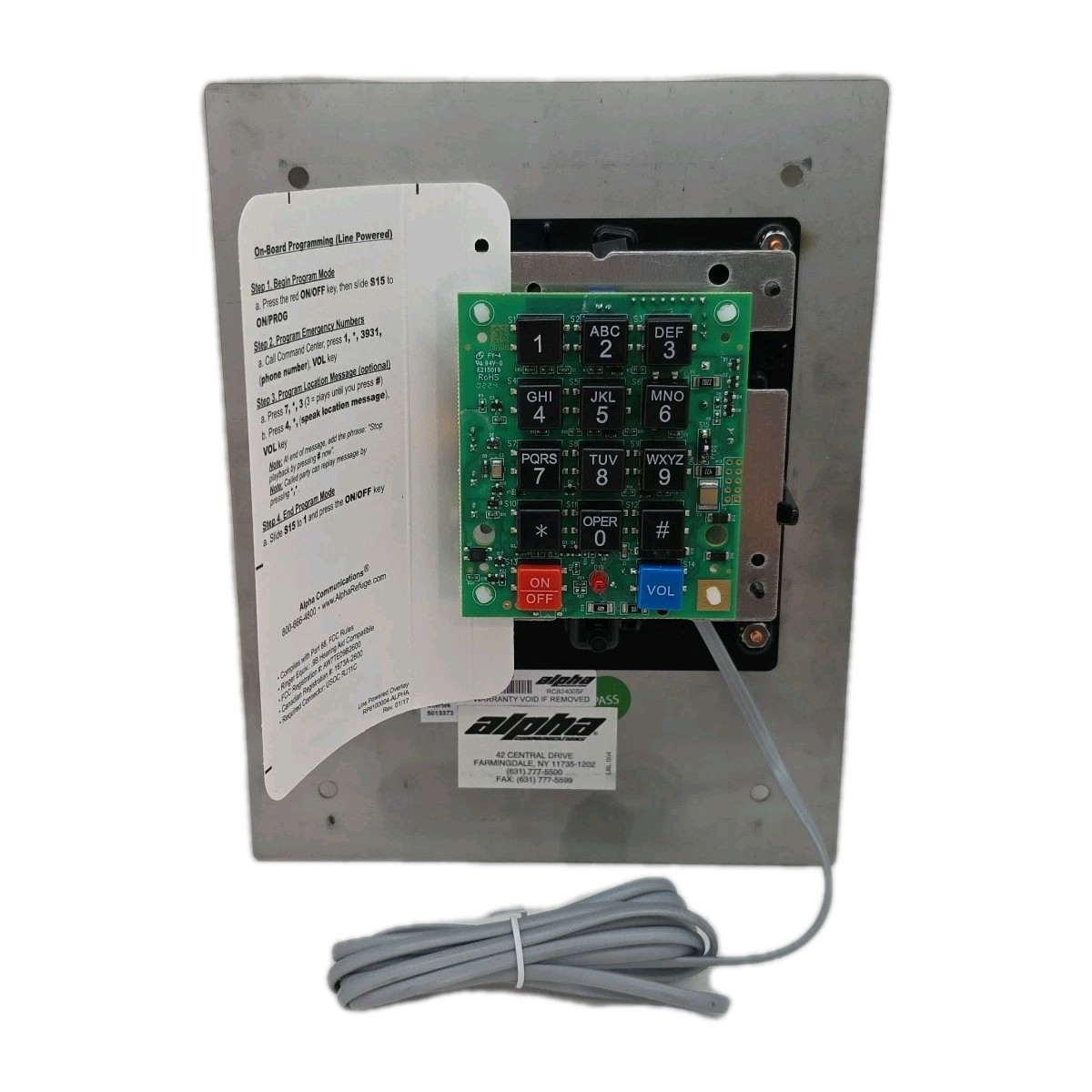 RATH COMMUNICATIONS RCB2400SF FLUSH MOUNT EMERGENCY FLOOR CALL BOX