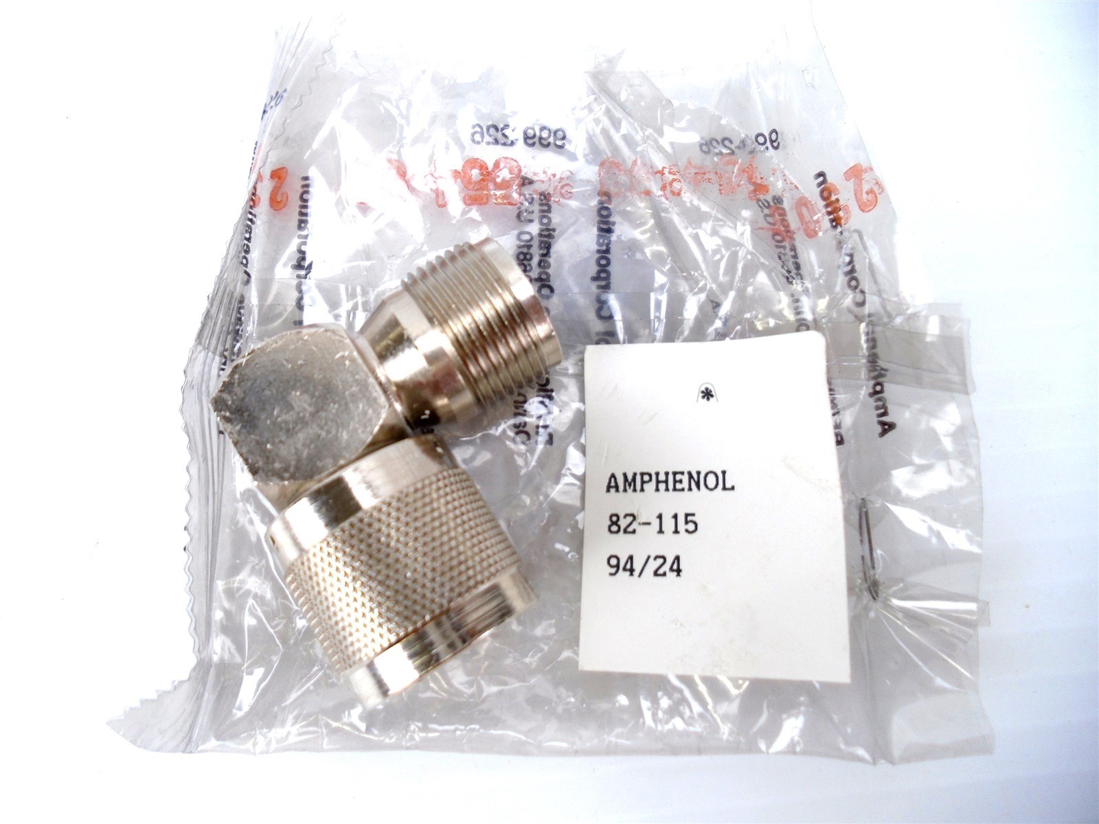 (2 Pcs) AMPHENOL – PN: 82-115 – UG212C/U – 90° ANGLE JACK-PLUG CONNECTOR -(NEW)