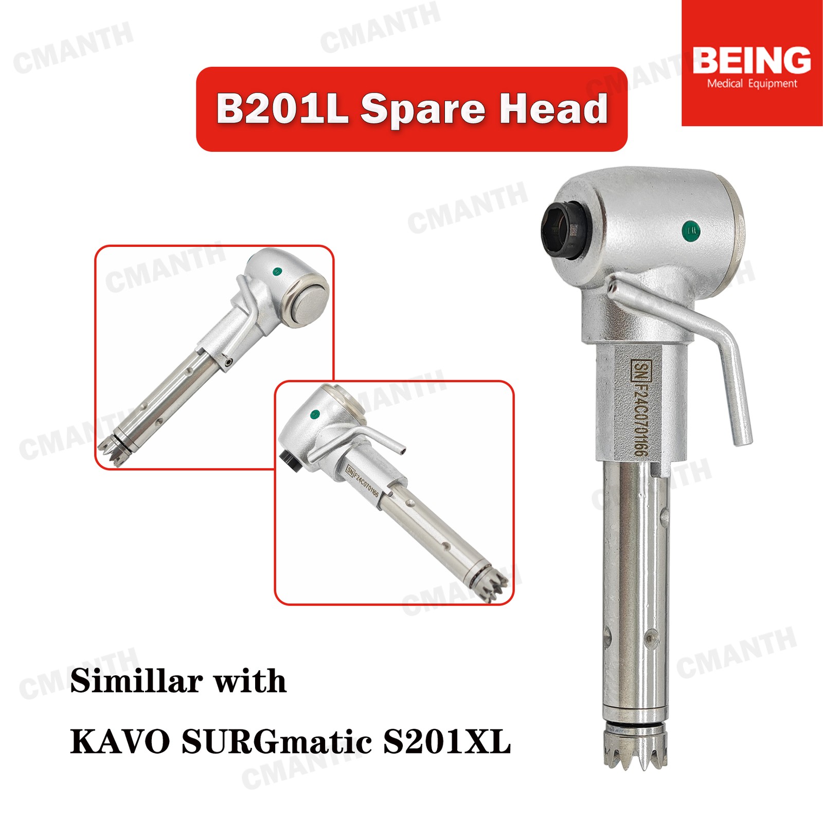 BEING Dental Low Speed Handpiece Contra Angle1:1 20:1Fiber Optic2/4/6H Air Motor