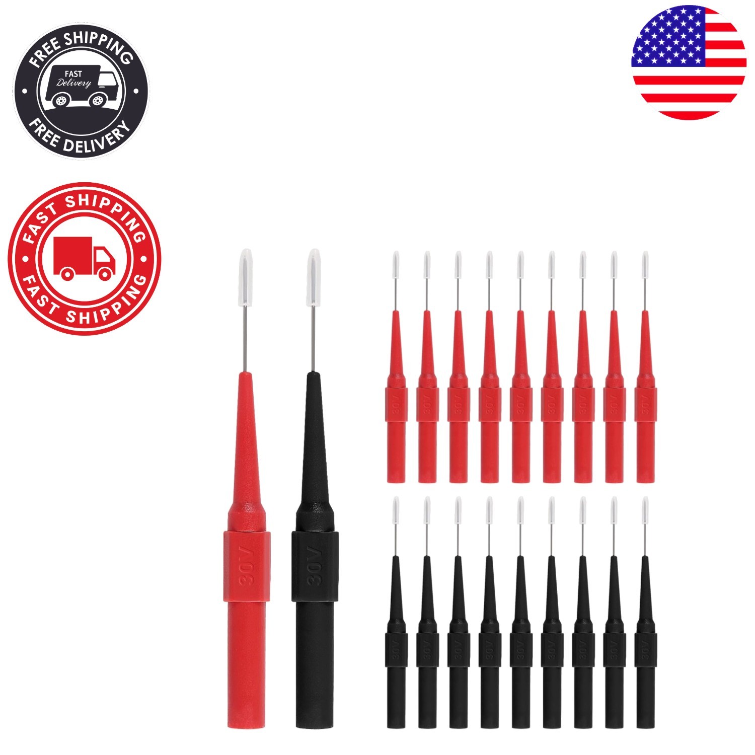 Non-Destructive 20pcs Back Probe Pins Kit with 4mm Banana Socket for Car Repairs