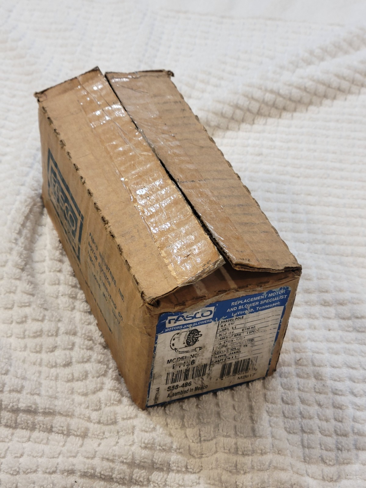 Fasco D1126 Motor New Open Box. S58-486 1/15HP 1550-1300RPM. Free Shipping