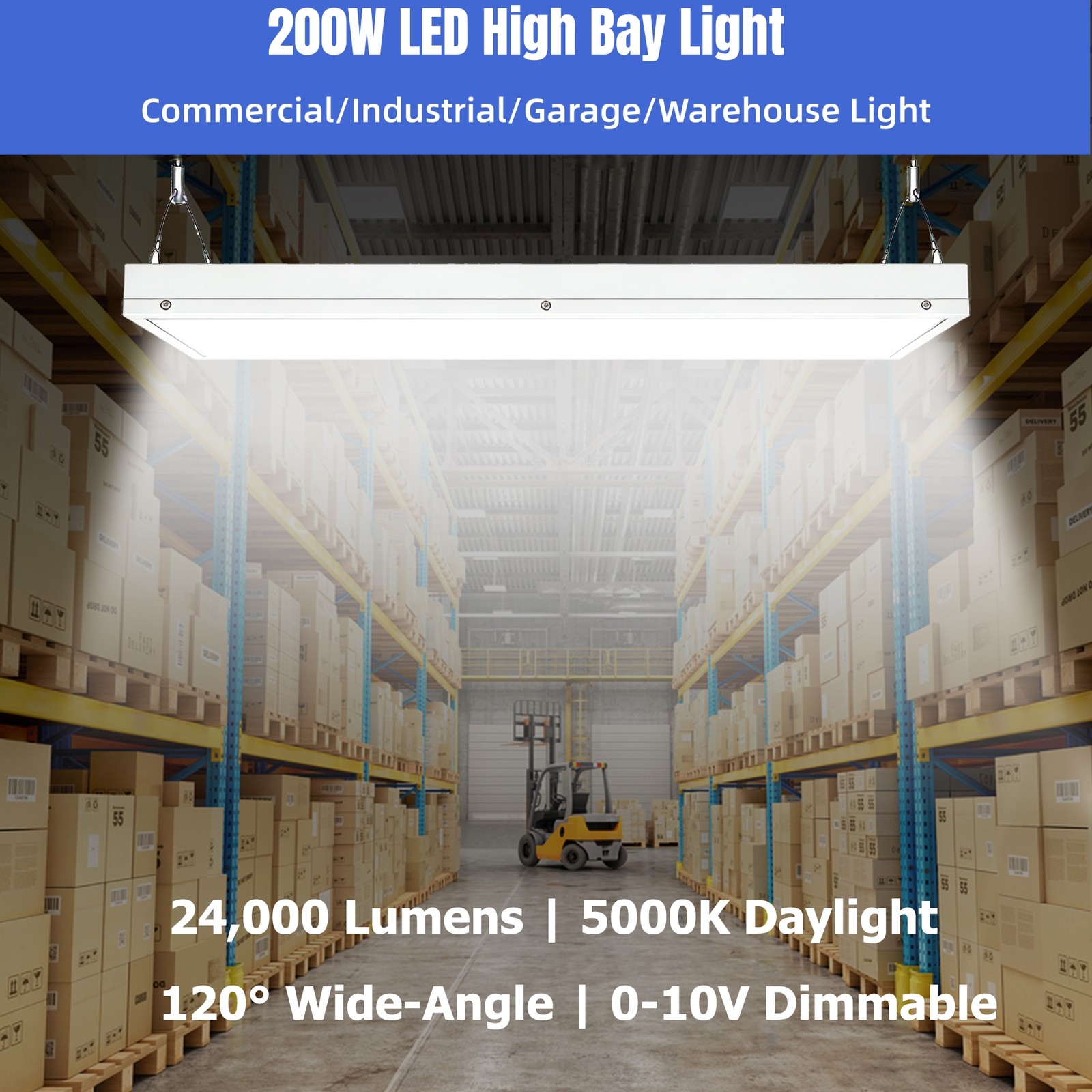 2 Pack 100W LED Linear High Bay light 2FT Commercial Warehouse Lights 100-277V