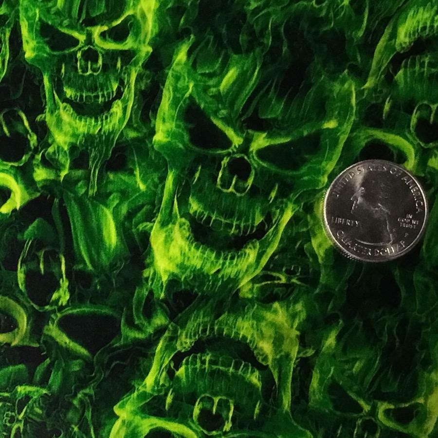 Hydrographic film Green Flaming Skulls hydro dipping 7′ x 20″ hydro dip