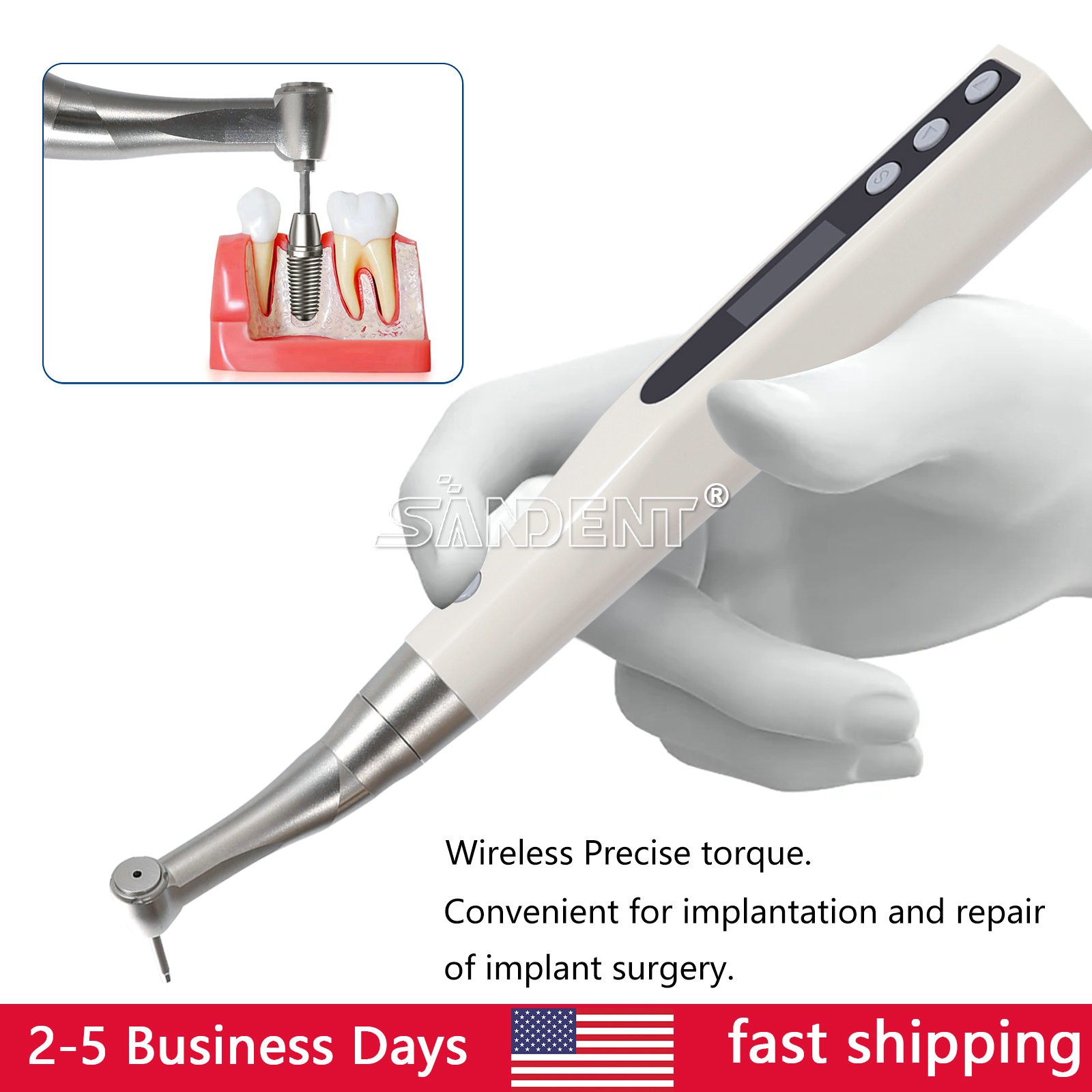 Dental Electric Torque Wrench Tip 360° Cordless Endodontic Implant Handpiece US